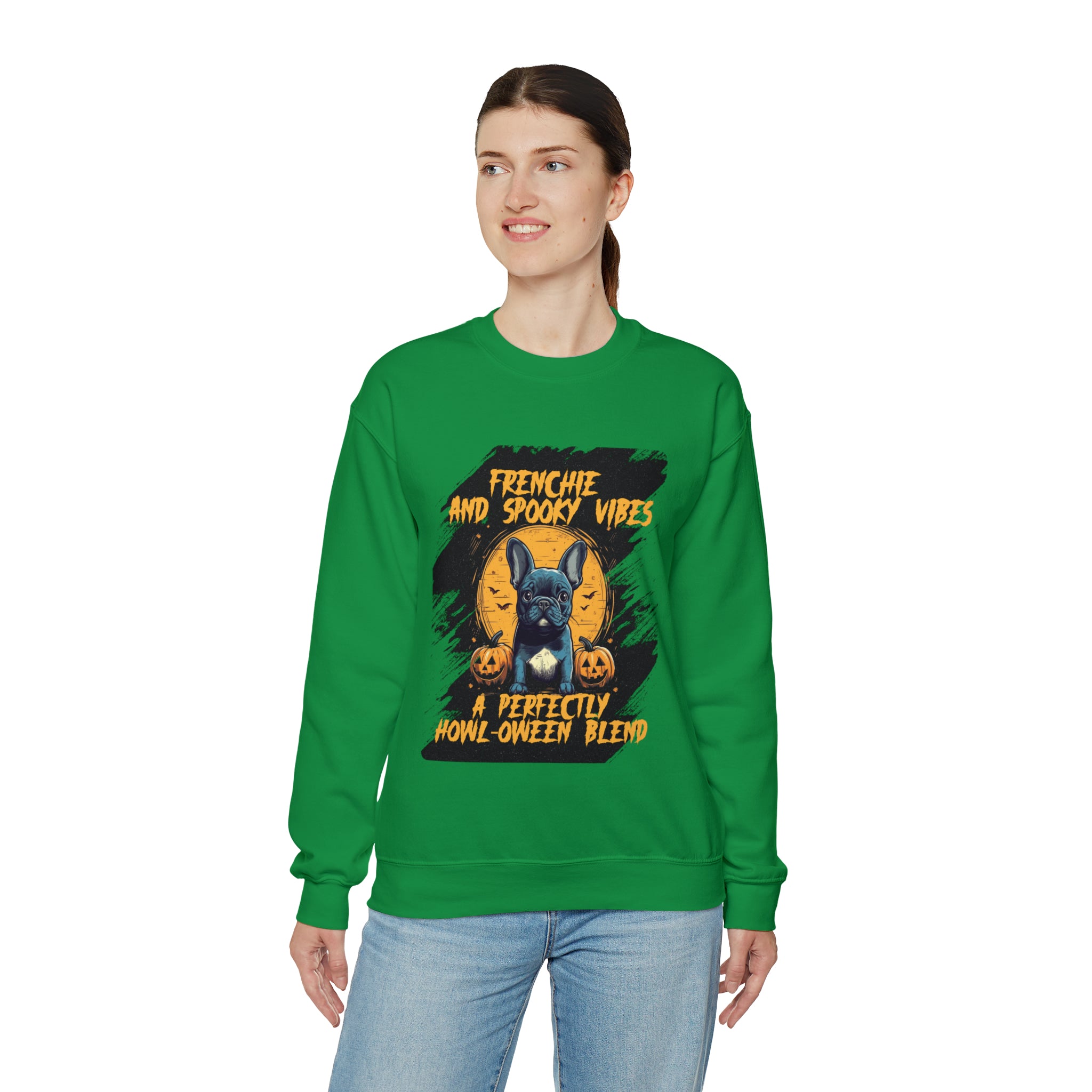 Spooky Halloween Fleece Hoodie for Frenchie Enthusiasts-fadou