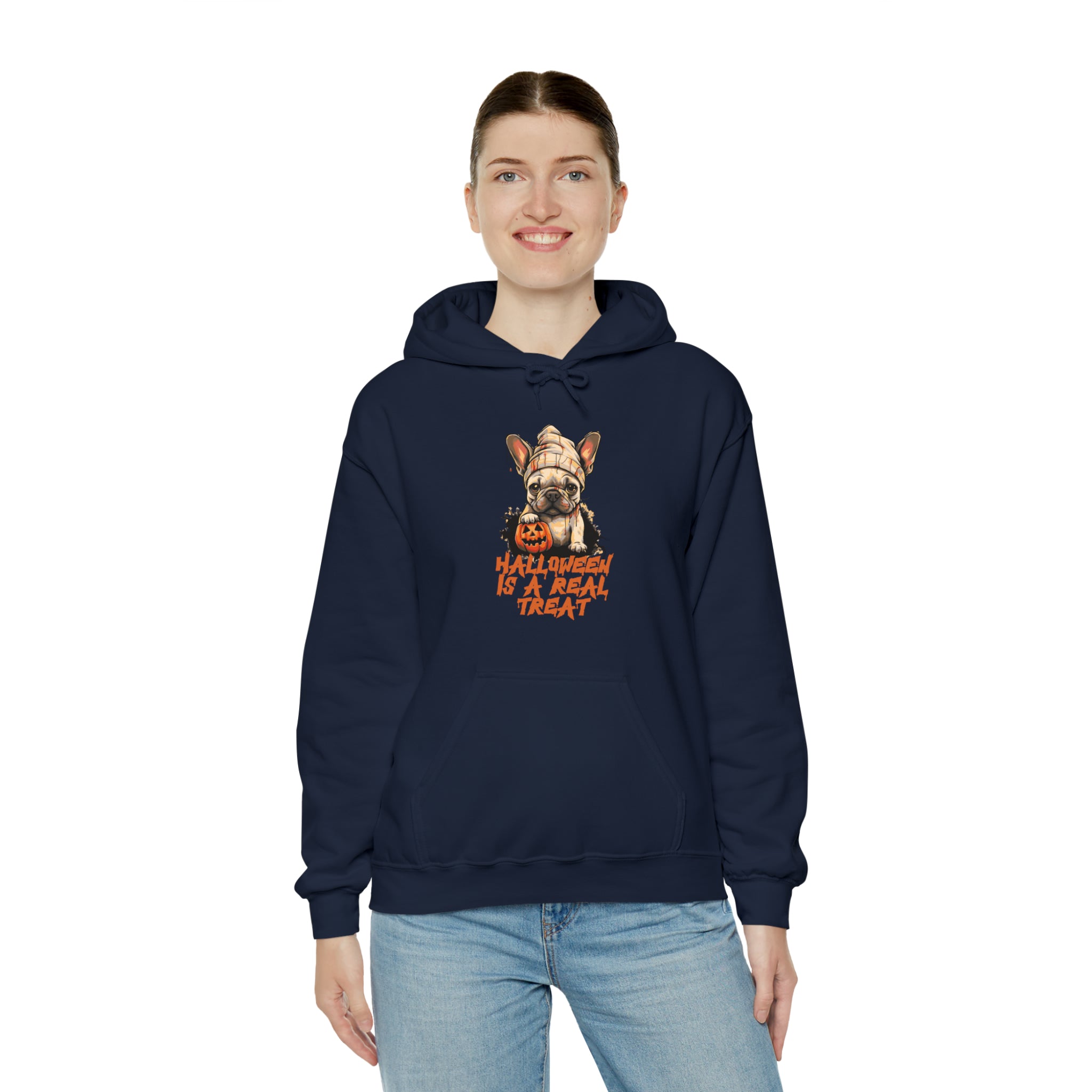 French Bulldog Halloween Fleece Hoodie for Everyday Wear-fadou