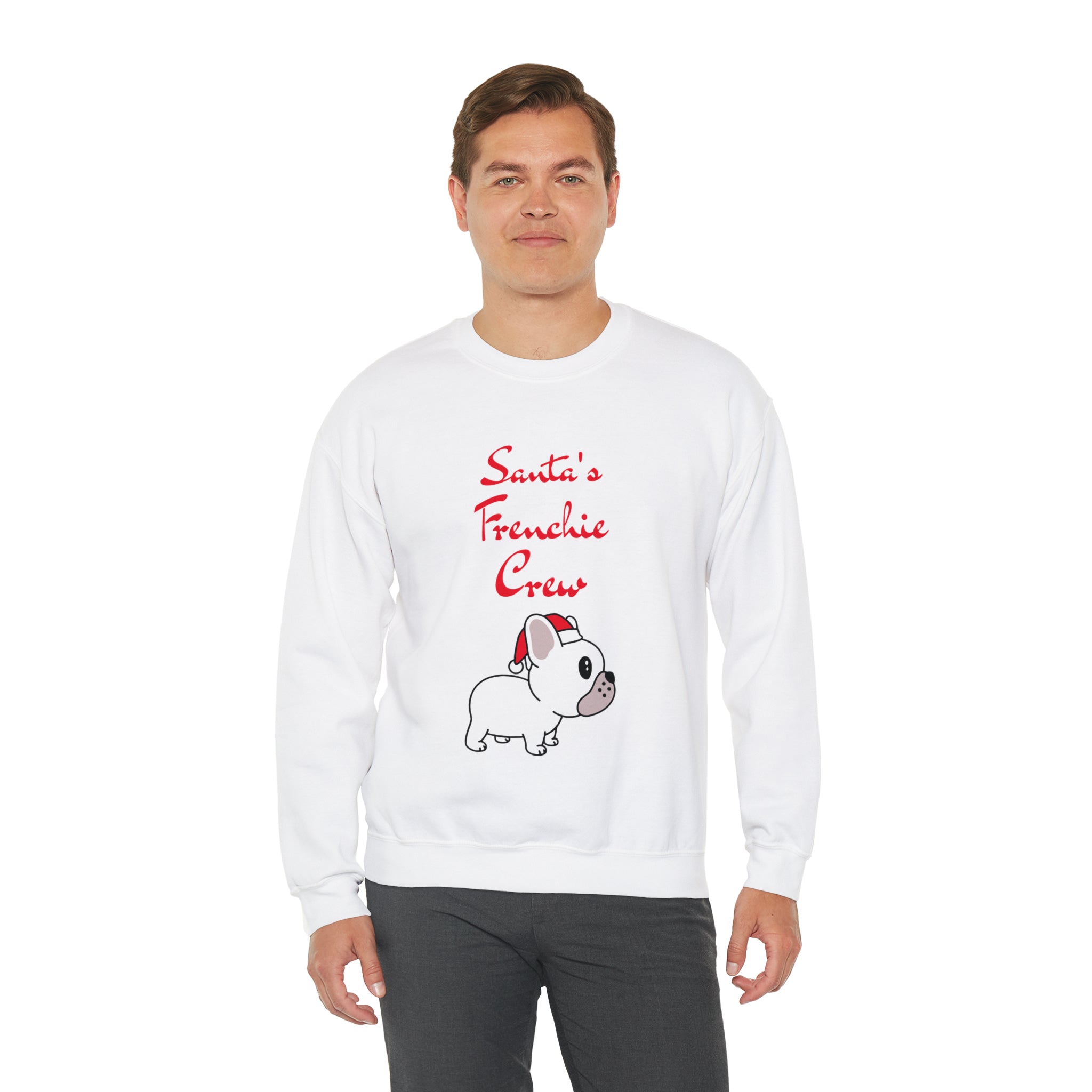 Santa's Frenchie Crew Sweater - Unisex Sweatshirt for Cozy Nights-fadou