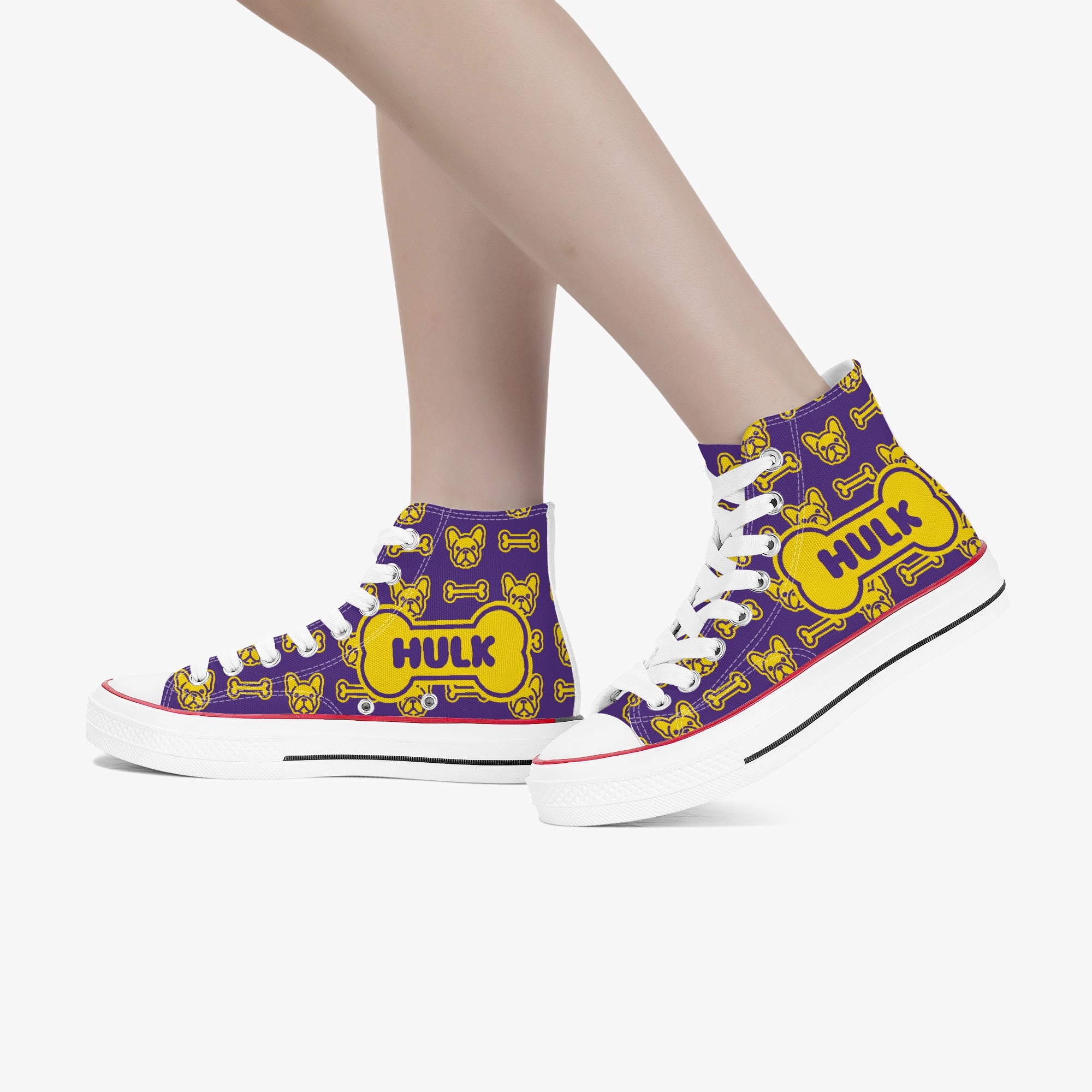 High-Top Personalized Canvas Sneakers for Bulldog Owners-fadou