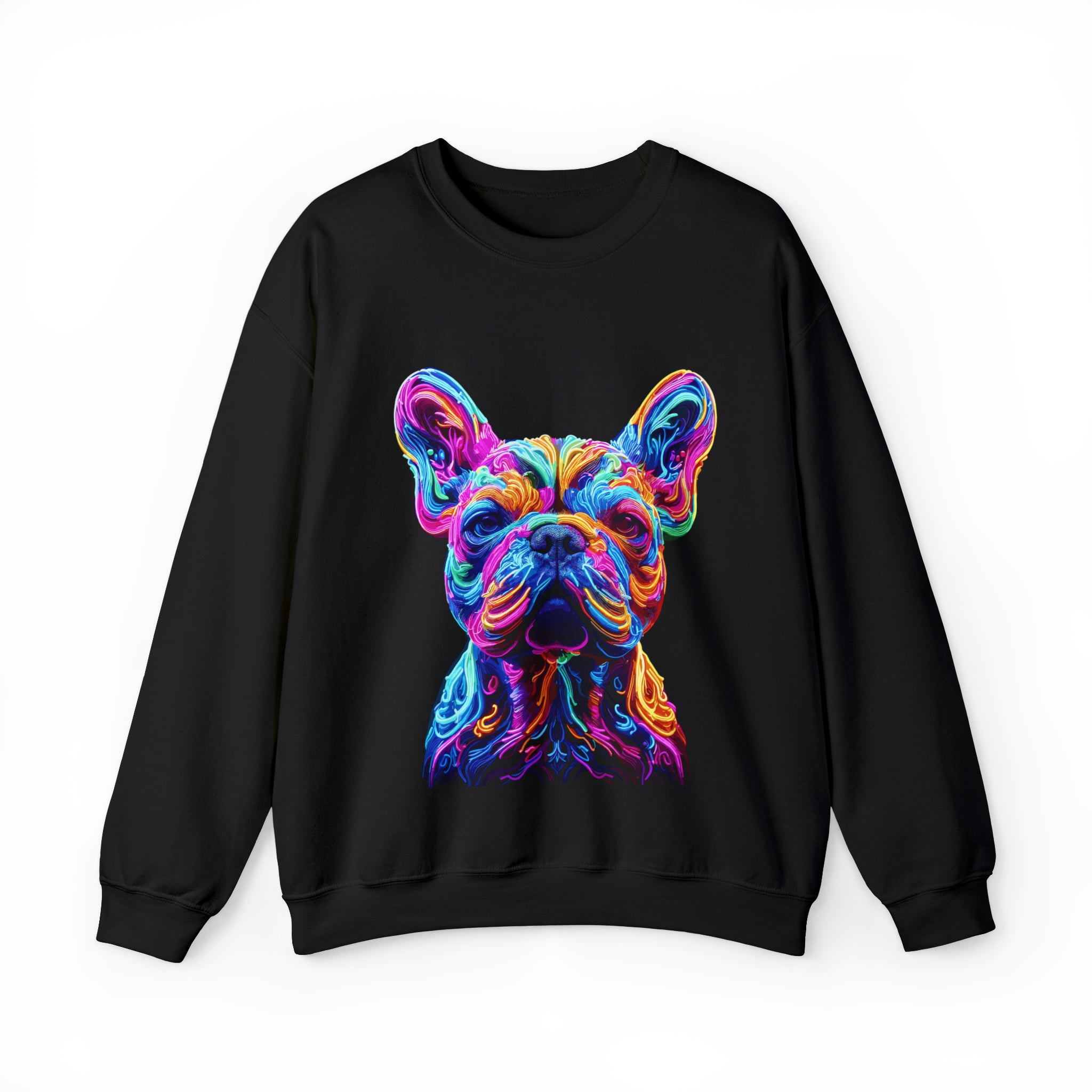 Neon French Bulldog Fleece Hoodie for Frenchie Enthusiasts-fadou