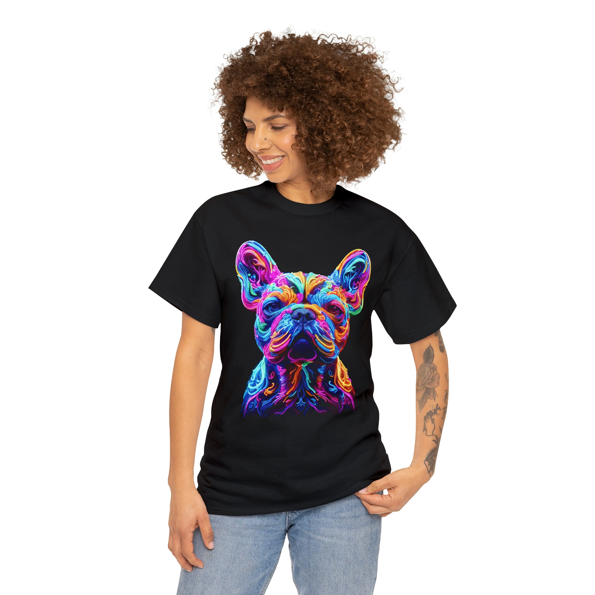 French Bulldog Cotton Dog Lover Tee for Frenchie Enthusiasts-fadou