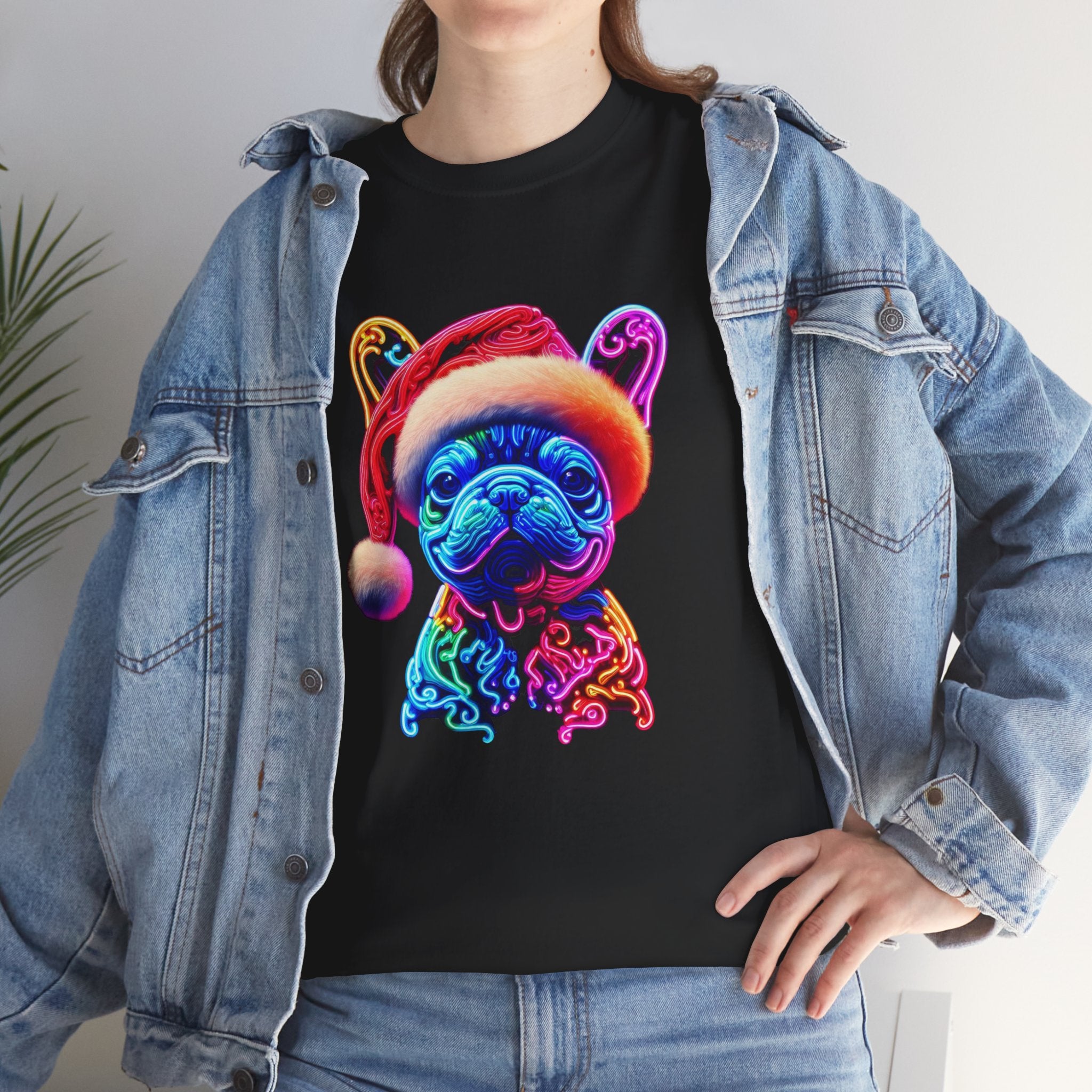 Unisex Christmas Cotton T-Shirt for Frenchie Enthusiasts-fadou