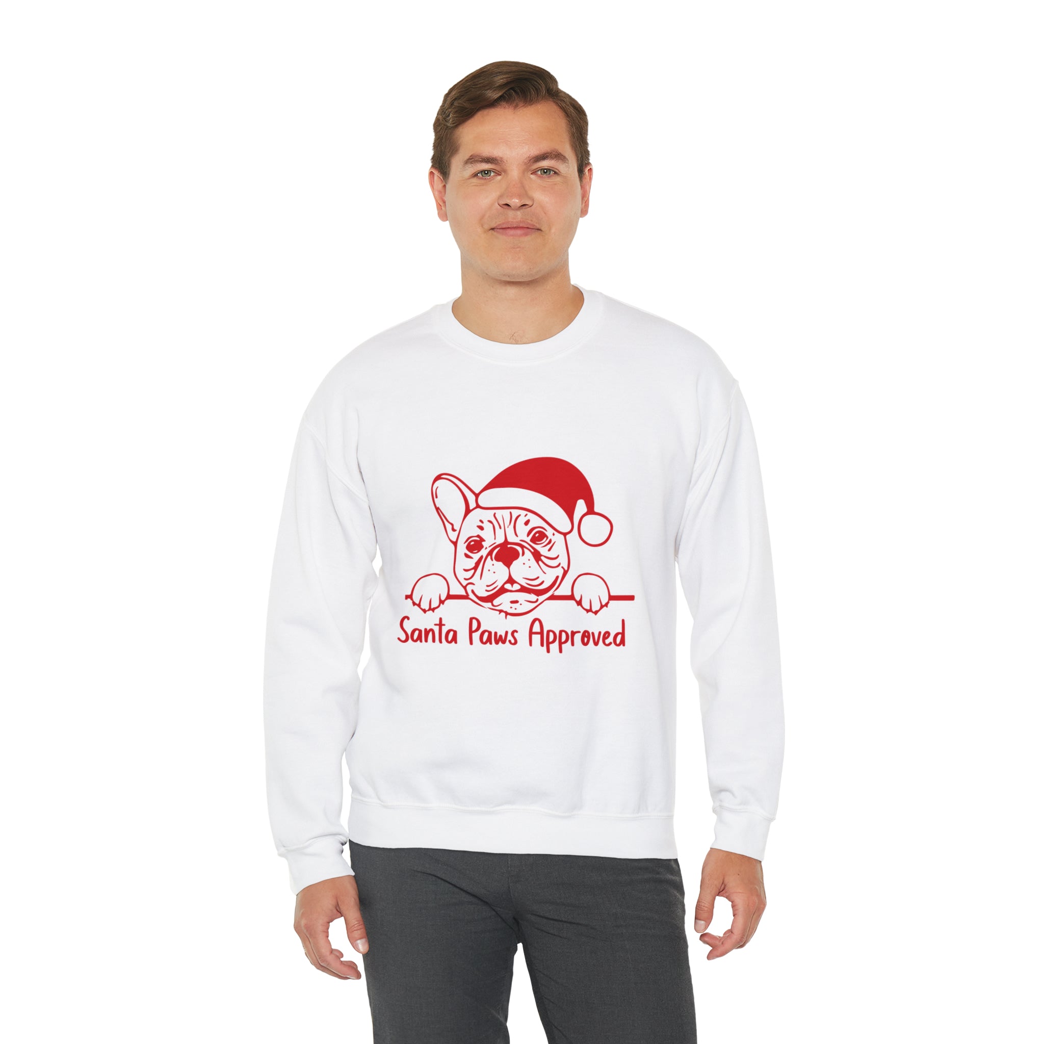 Santa French Bulldog Cotton Sweatshirt for Everyday Wear-fadou