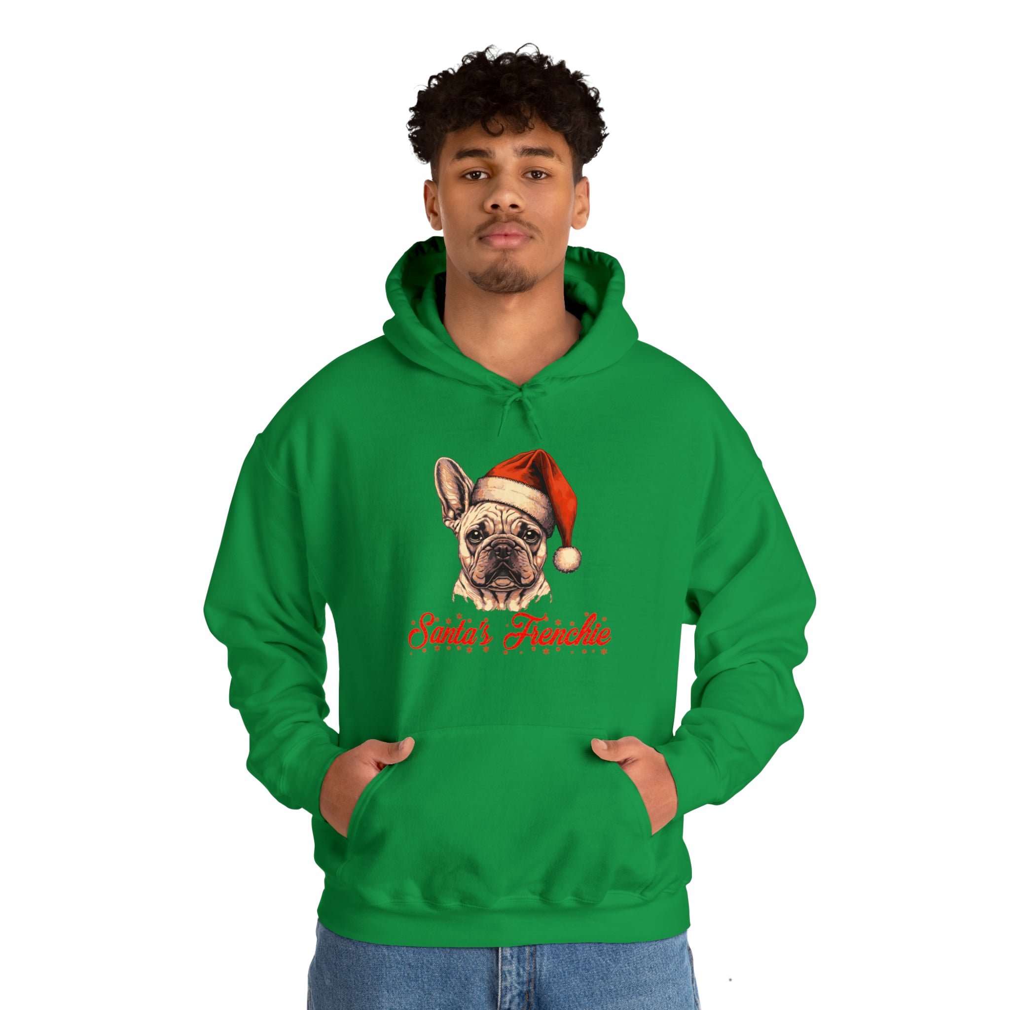 Santa's Frenchie Unisex Hoodie for Daily Walks and Play-fadou