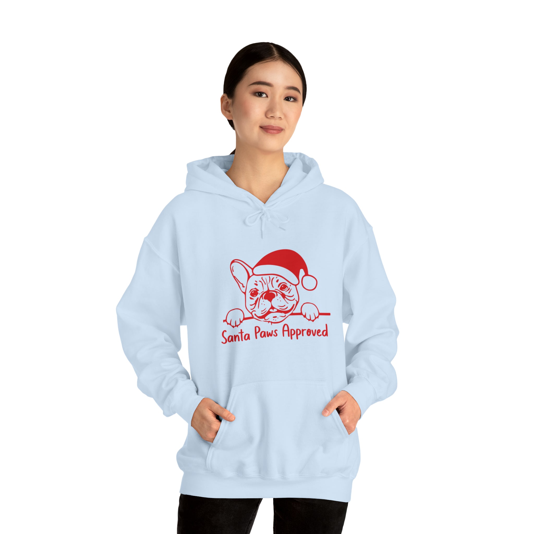 Santa French Bulldog Fleece Hoodie for Frenchie Enthusiasts-fadou