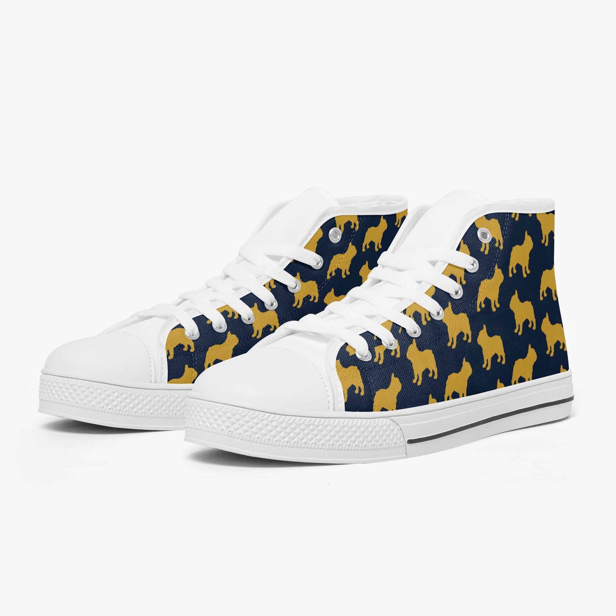 French Bulldog High-Top Canvas Sneakers for Pet Parents-fadou