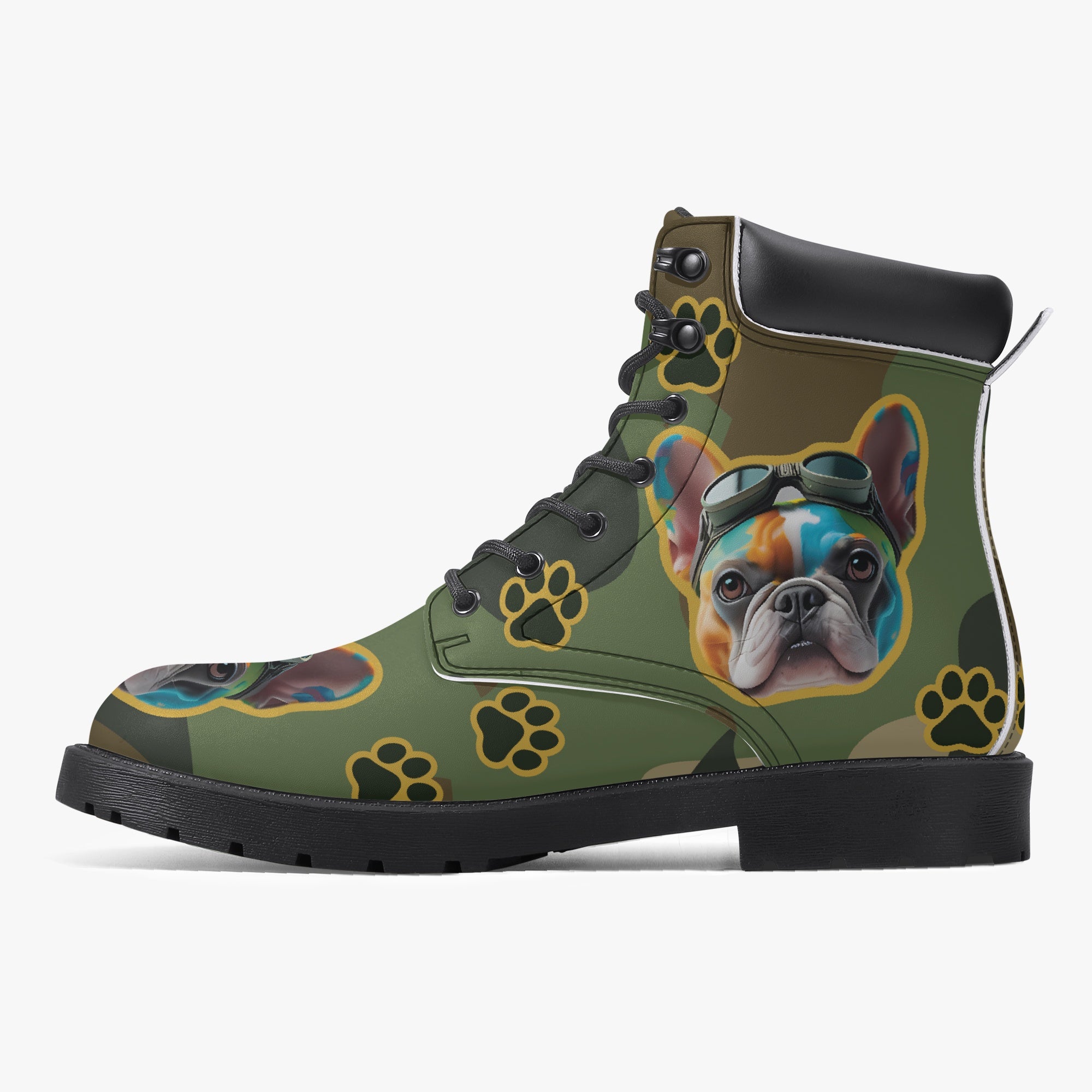 French Bulldog Leather Fashion Boots for Frenchie Enthusiasts-fadou