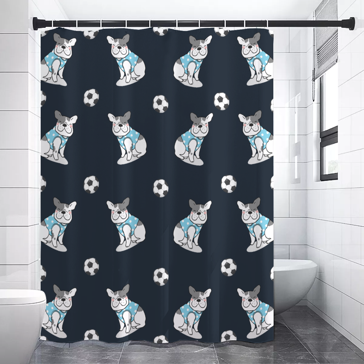 ODIE French Bulldog Bathroom Curtain for Dog Moms & Dads-fadou
