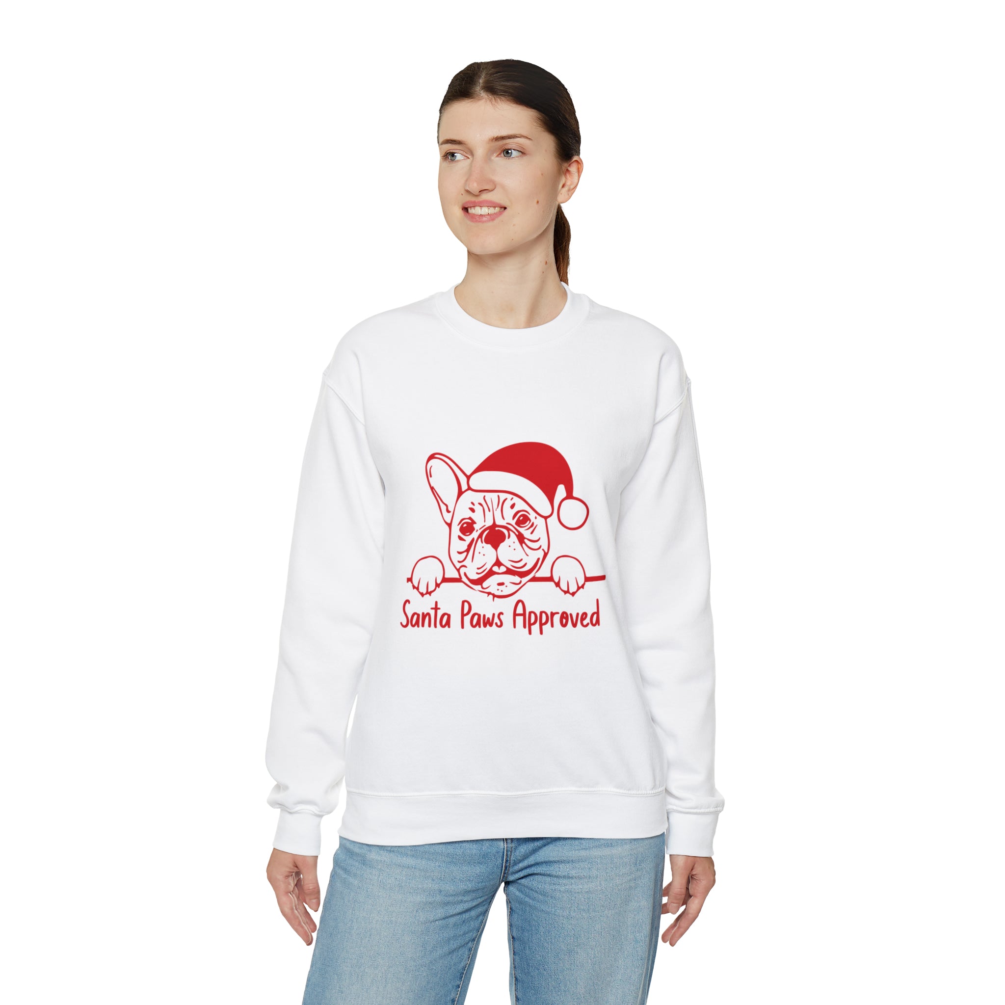 Santa French Bulldog Cotton Sweatshirt for Everyday Wear-fadou