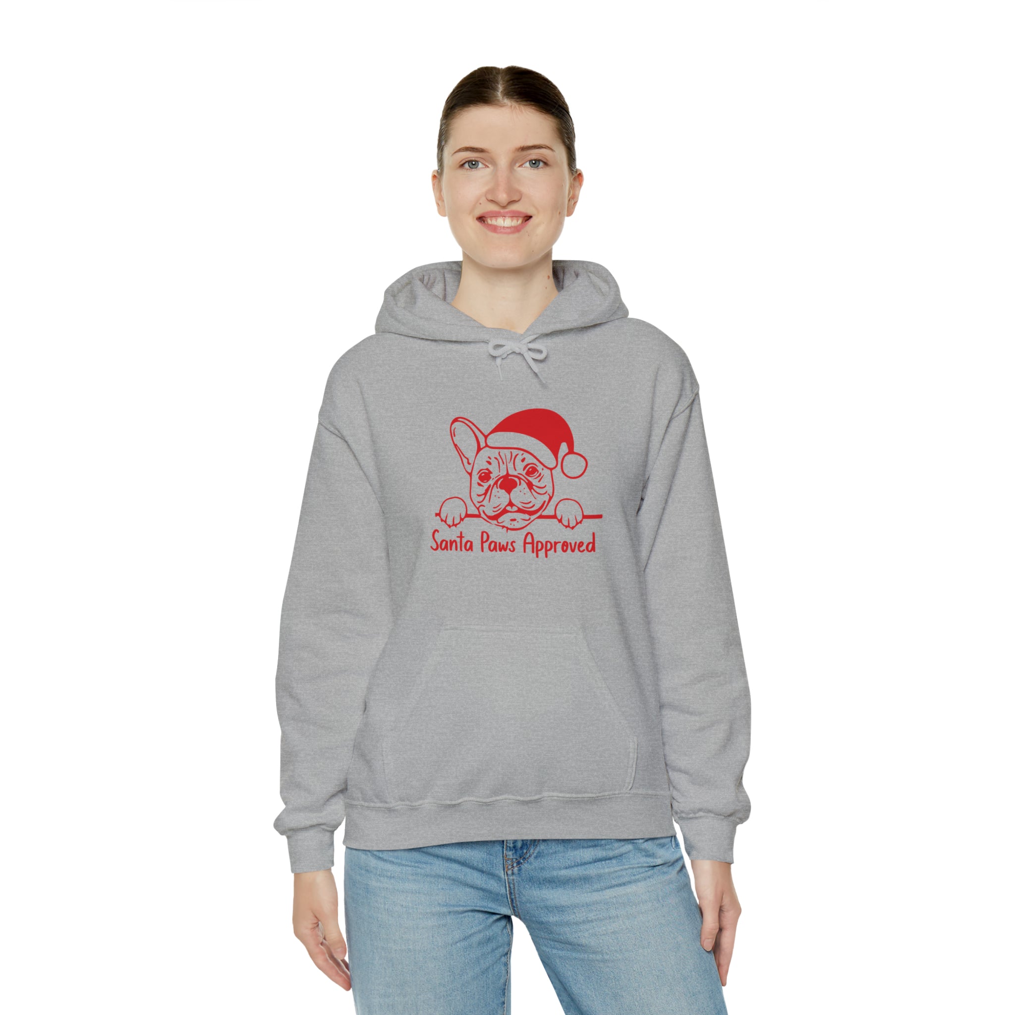 Santa French Bulldog Fleece Hoodie for Frenchie Enthusiasts-fadou
