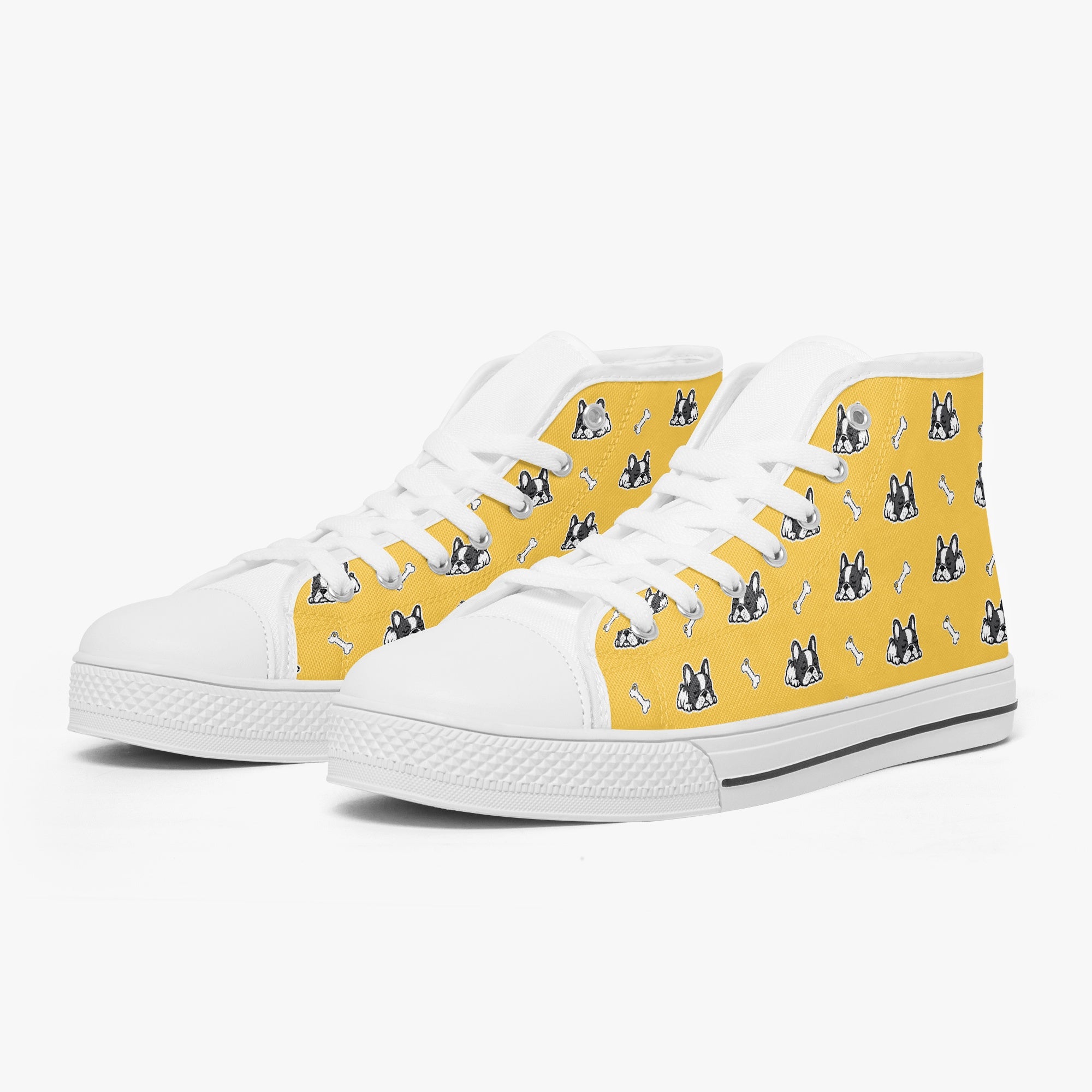 French Bulldog High-Top Canvas Sneakers for Pet Culture-fadou