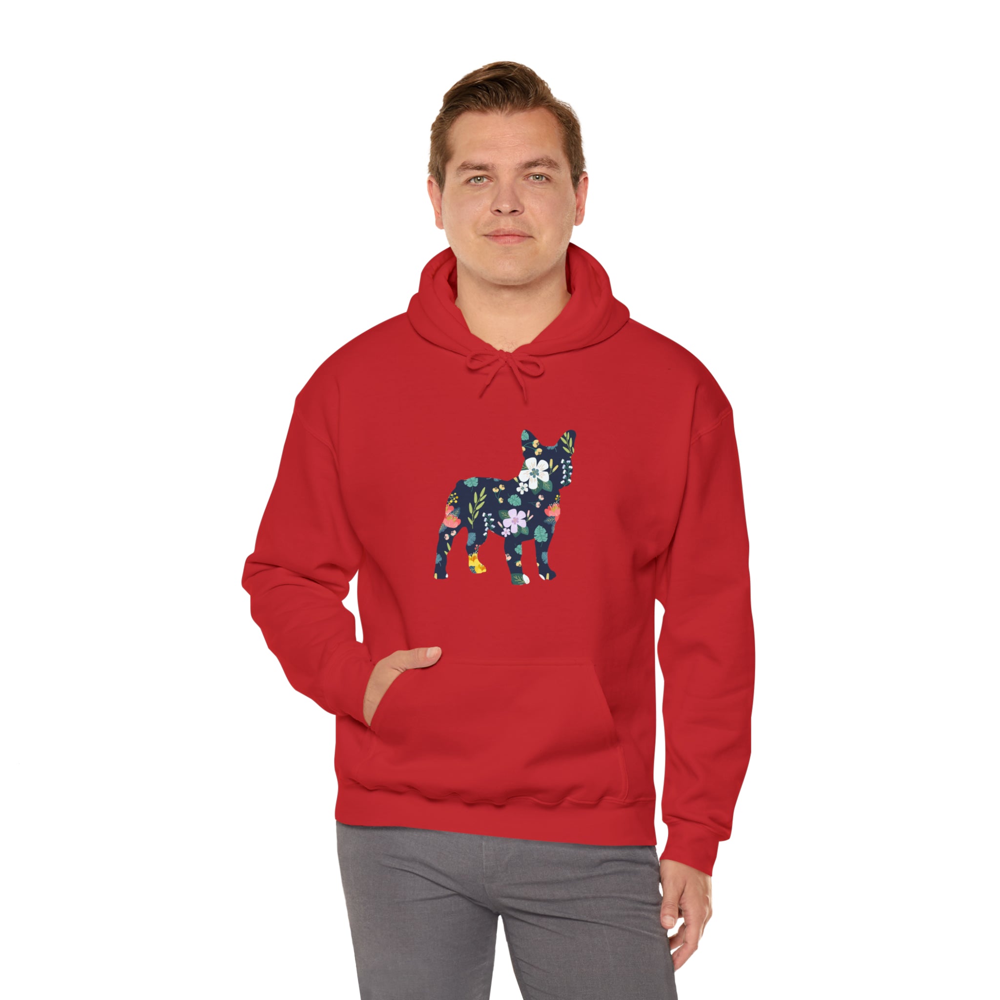 Frenchie Flowers Unisex Hoodie for Daily Walks and Play-fadou