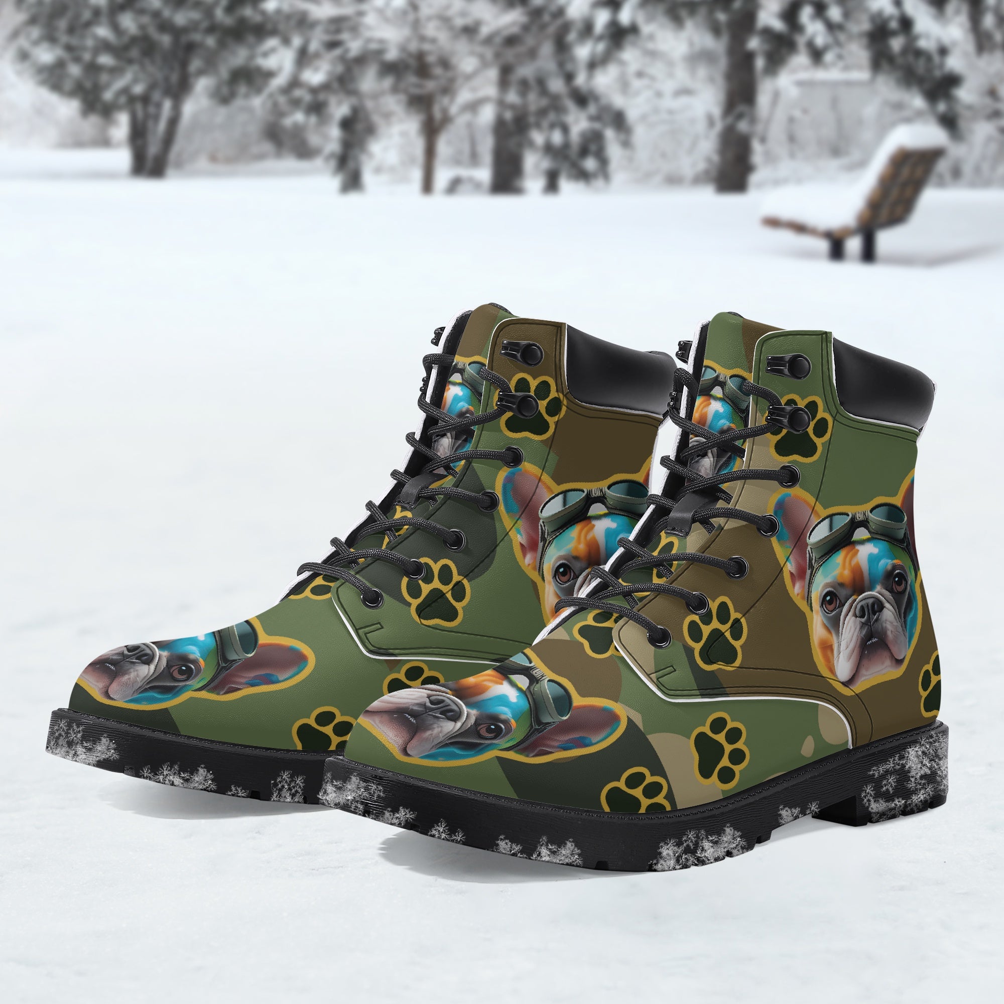 French Bulldog Leather Fashion Boots for Frenchie Enthusiasts-fadou