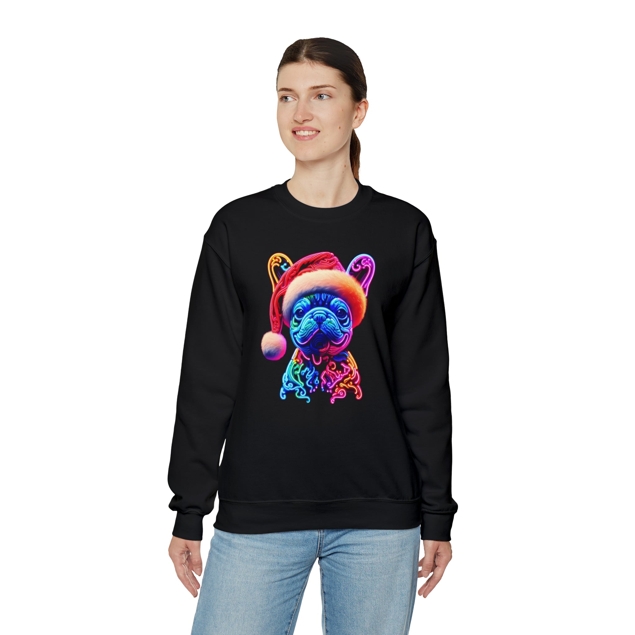 French Bulldog Christmas Fleece Hoodie for Bulldog Owners-fadou