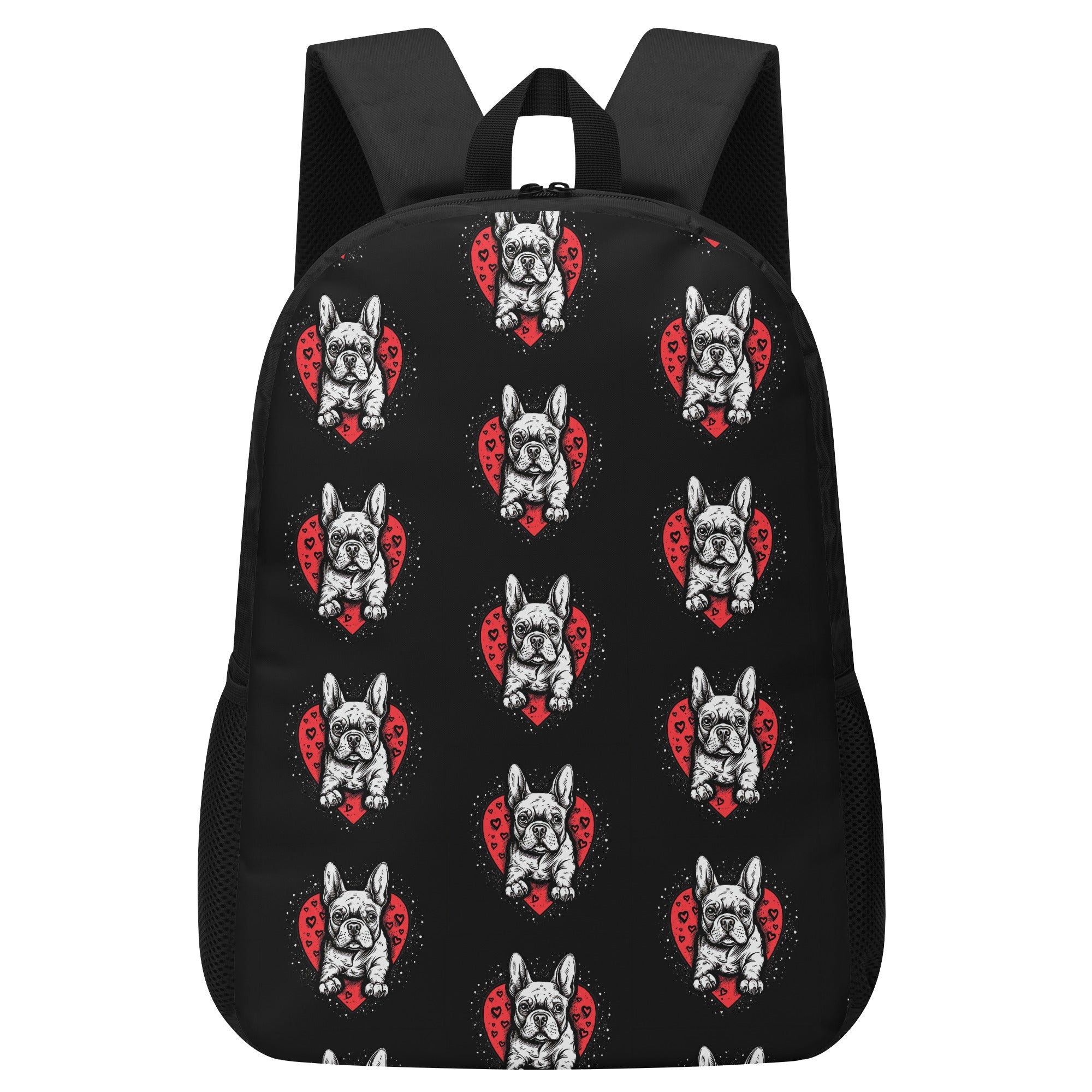 Frenchie Love - 17 Inch Laptop Backpack for Bulldog Owners-fadou