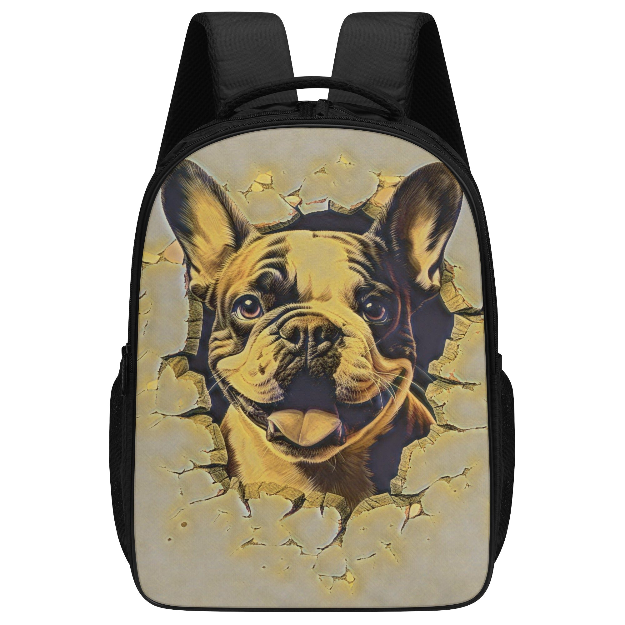 Frenchie Style - 16 Inch Dual Compartmen Backpack for Dog Park Days-fadou