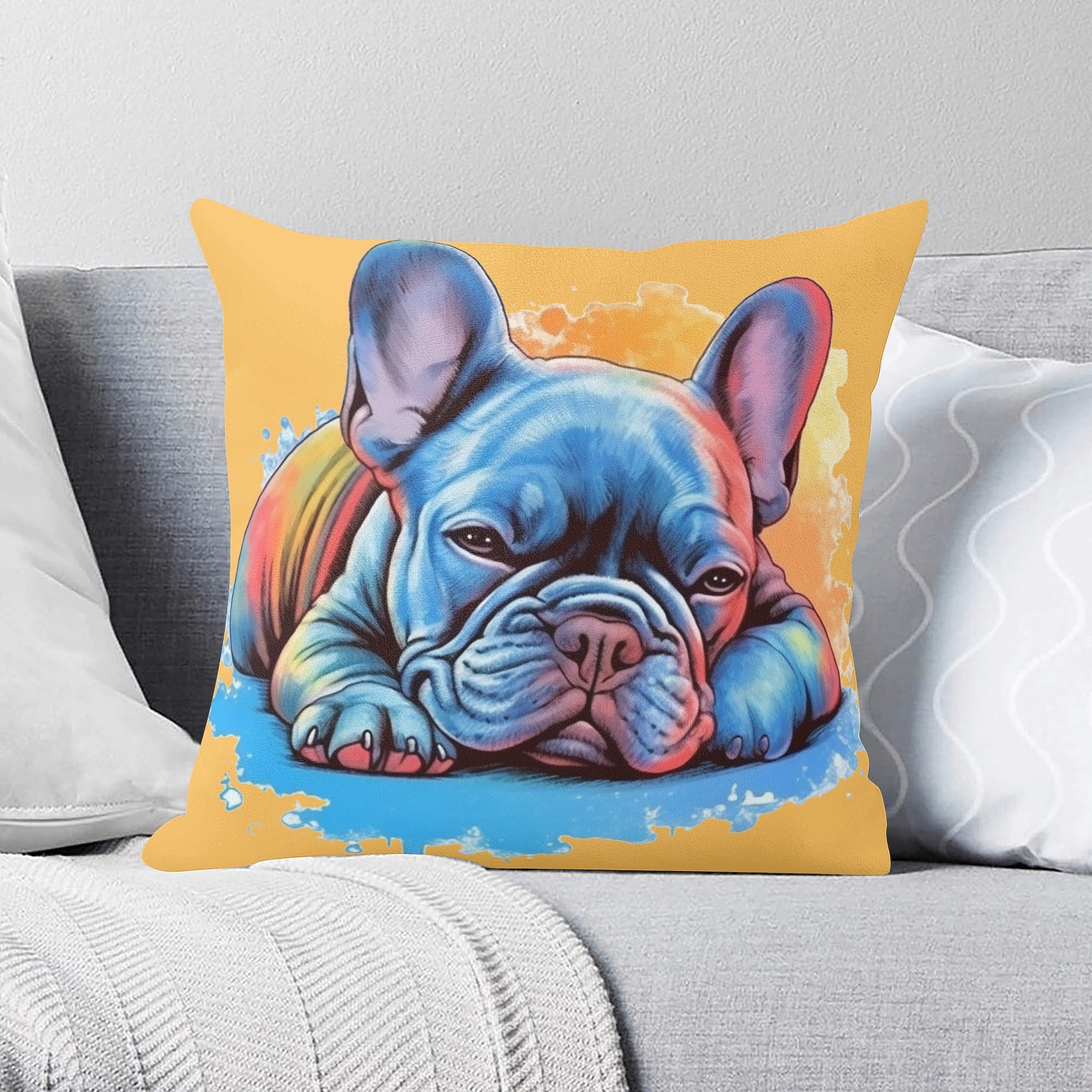Lazy French Bulldog Throw Pillow Cover for Frenchie Enthusiasts-fadou