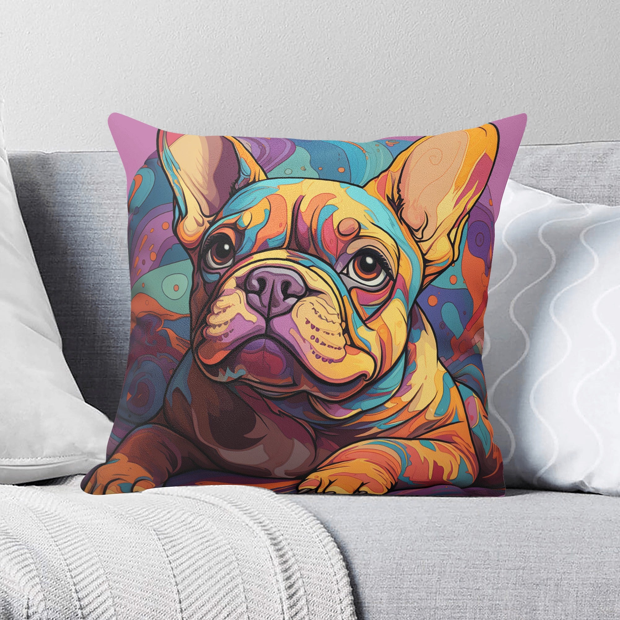 Vibrantly French Bulldog Decorative Pillow for Everyday Wear-fadou