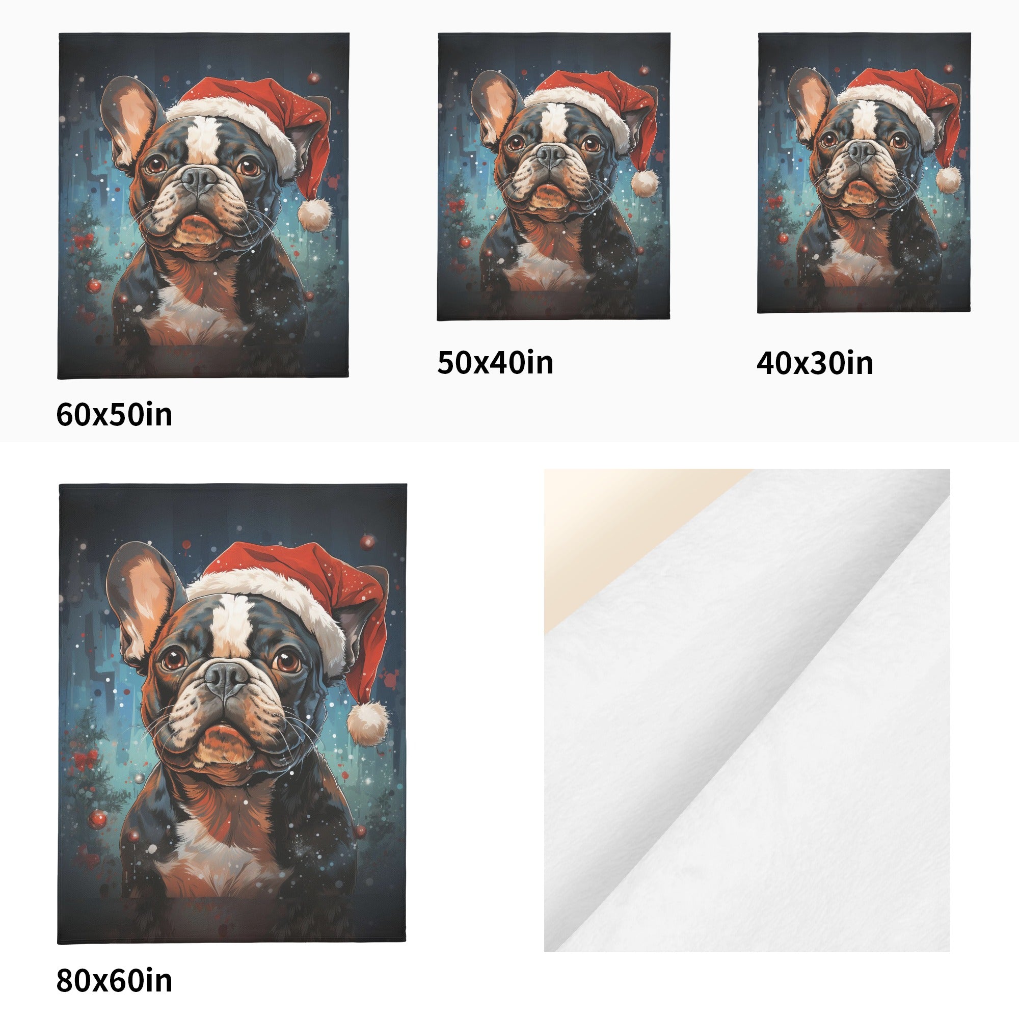 Santa French Bulldog Cozy Plush Blanket for Everyday Wear-fadou