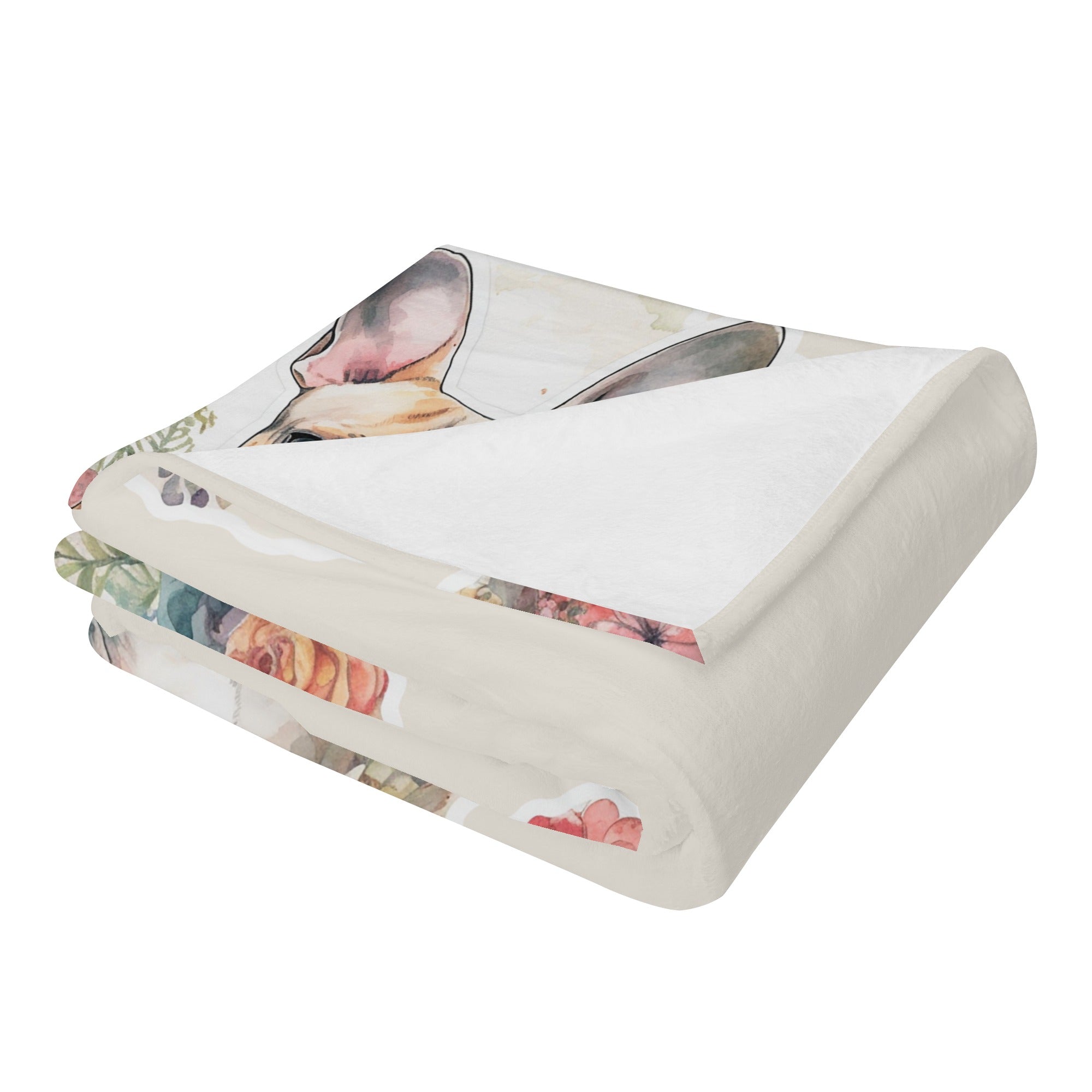 Flowers Frenchie Fleece Throw Blanket for Everyday Wear-fadou
