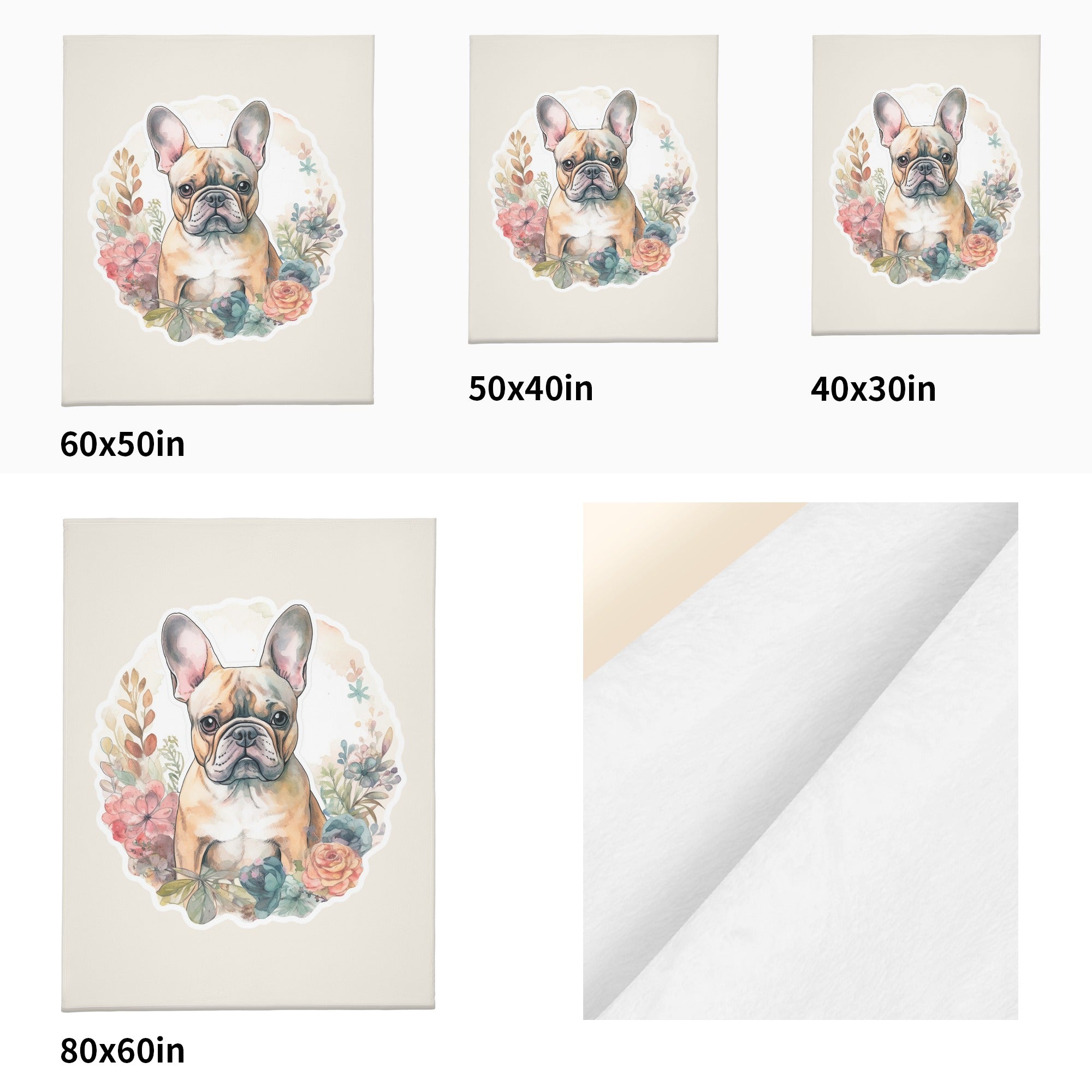 Flowers Frenchie Fleece Throw Blanket for Everyday Wear-fadou