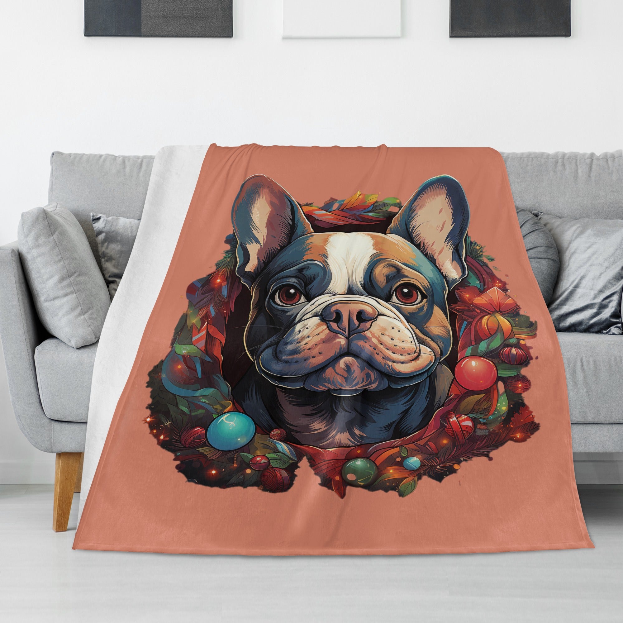 Joey French Bulldog Fleece Throw Blanket for Dog Lovers-fadou