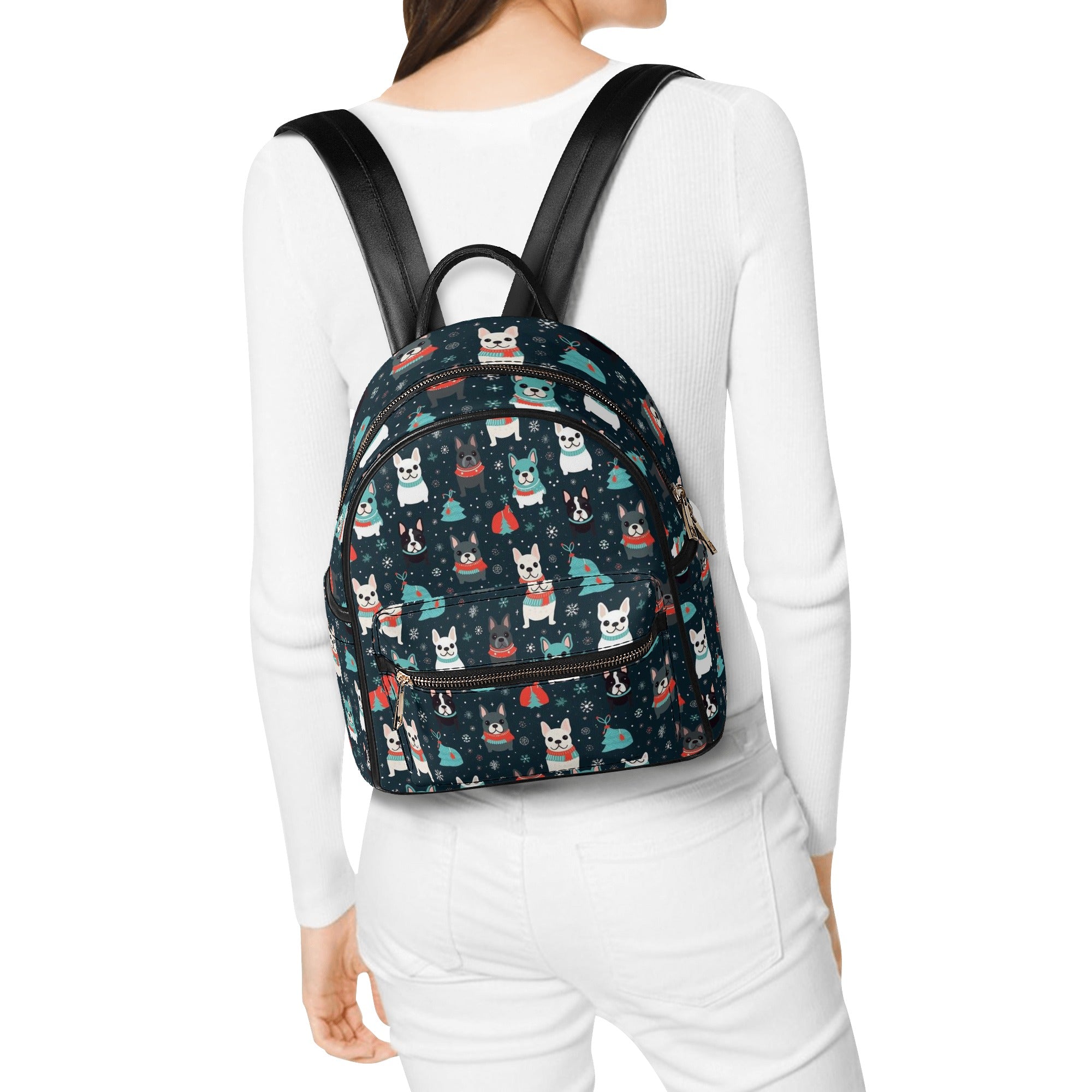 Men's Christmas Travel Daypack for Frenchie Enthusiasts-fadou