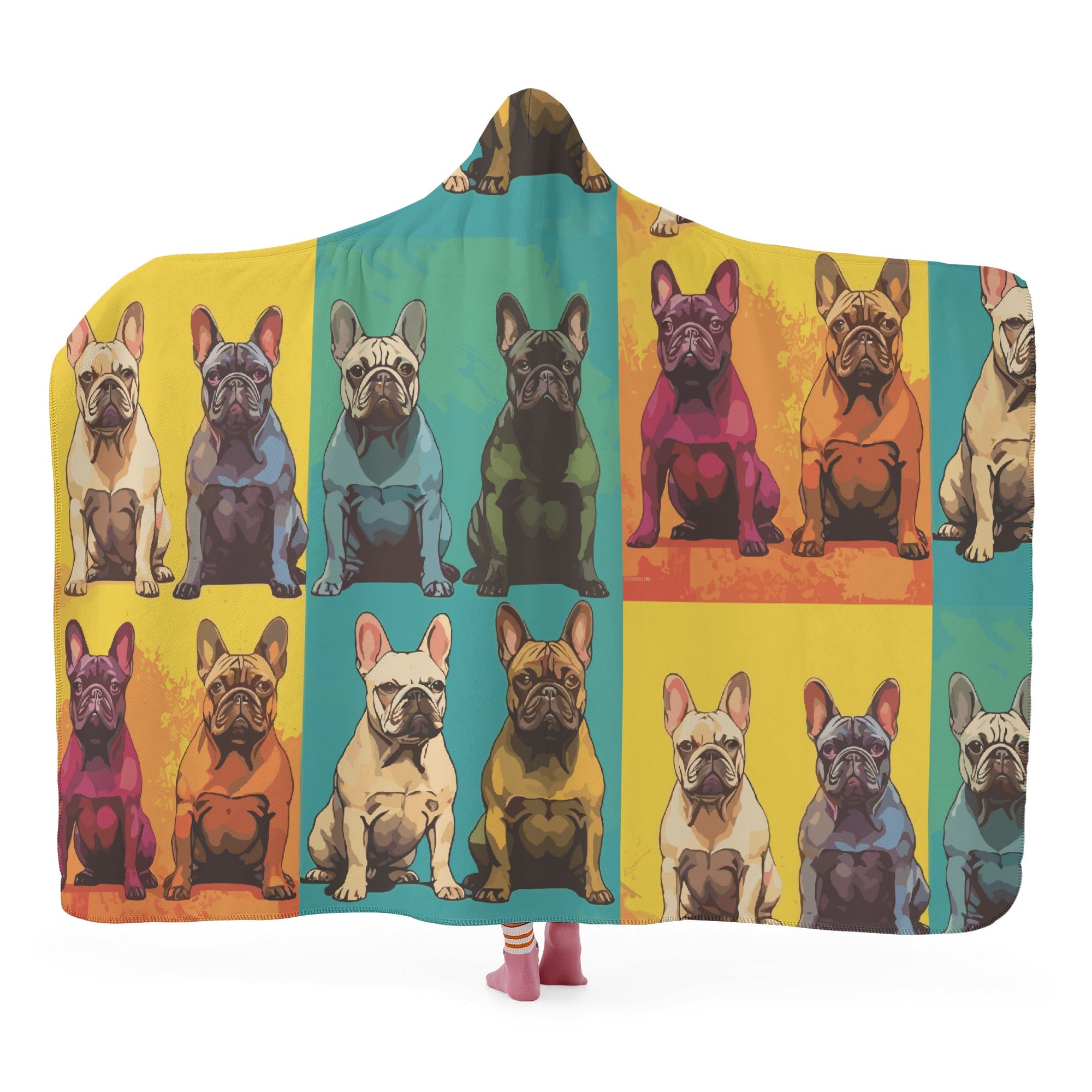 I Love Colors - Hooded Blanket for Frenchie Enthusiasts-fadou