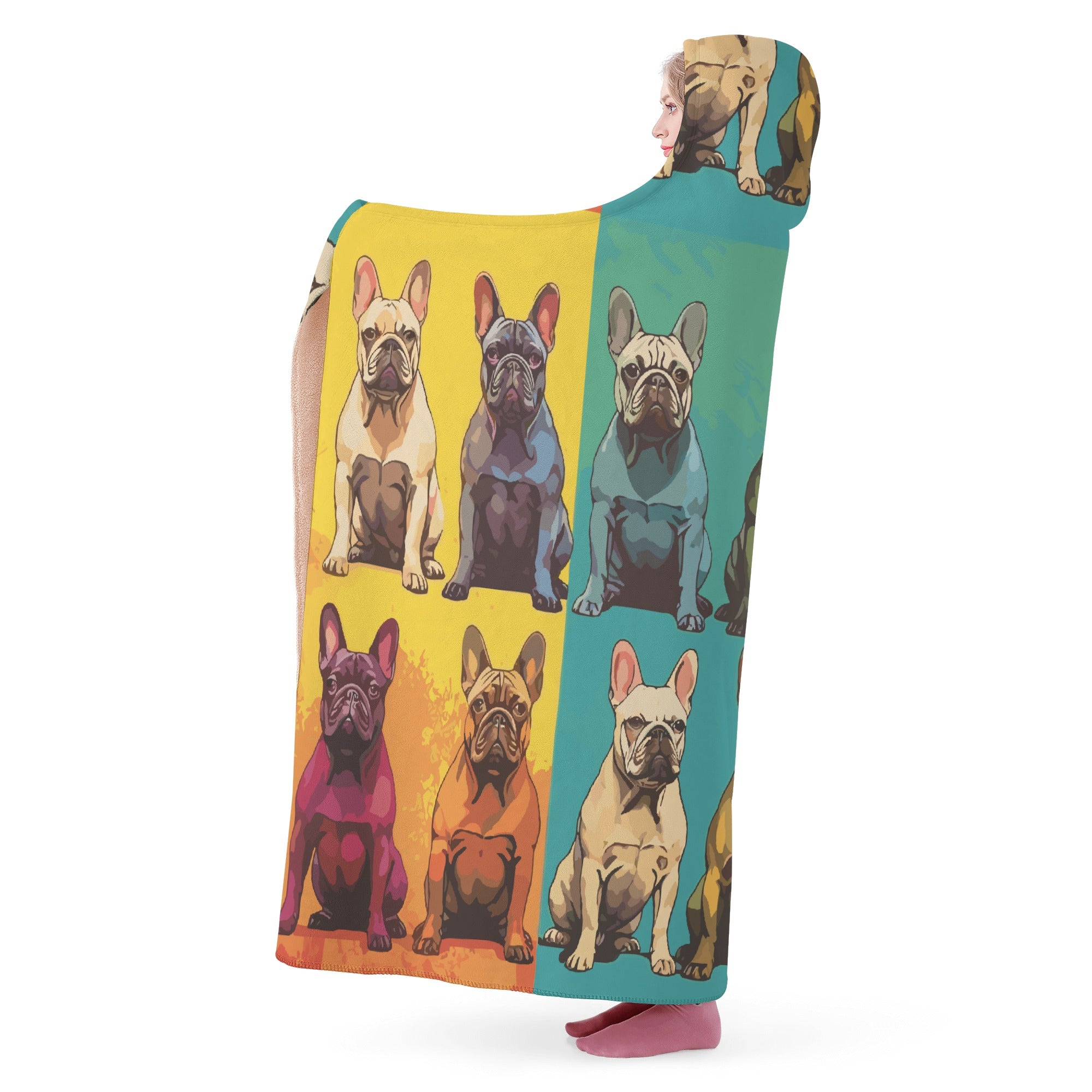 I Love Colors - Hooded Blanket for Frenchie Enthusiasts-fadou