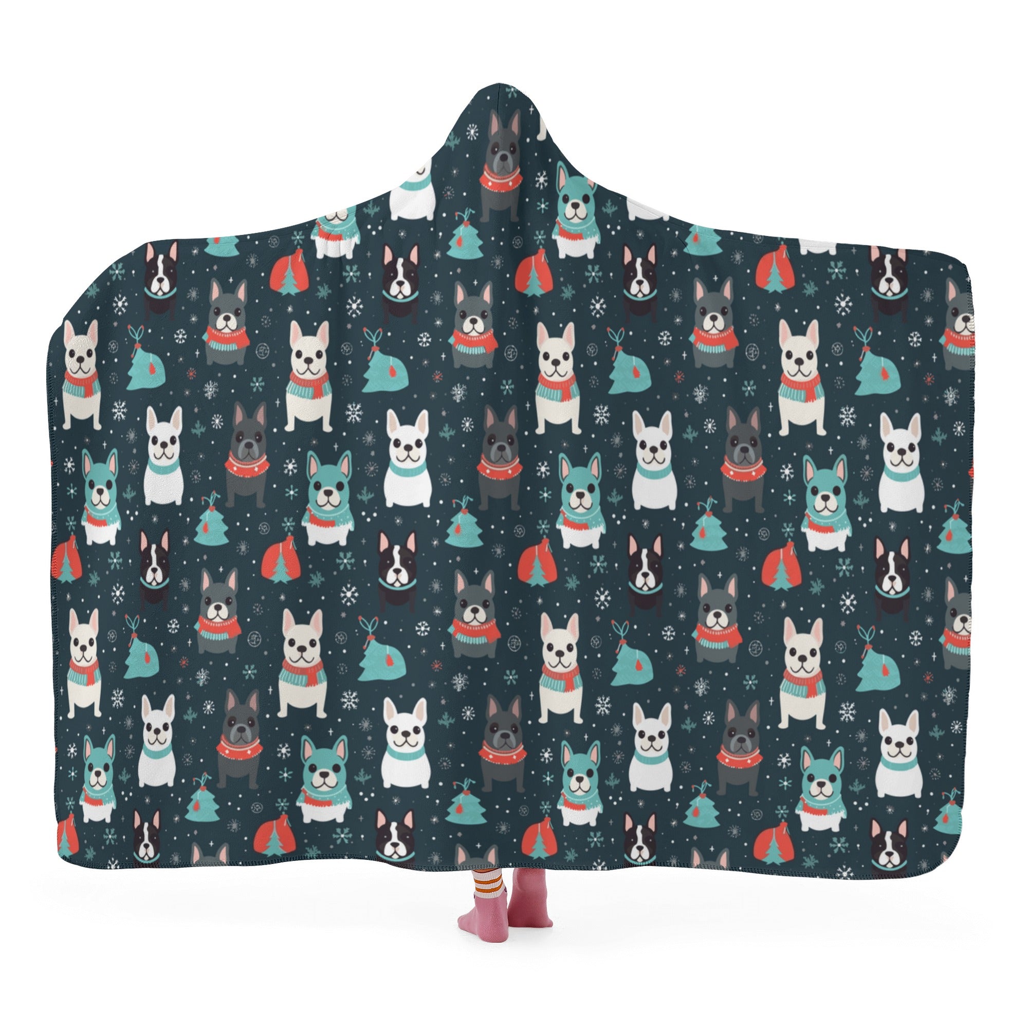Hooded Christmas Fleece Throw Blanket for Dog Park Days-fadou