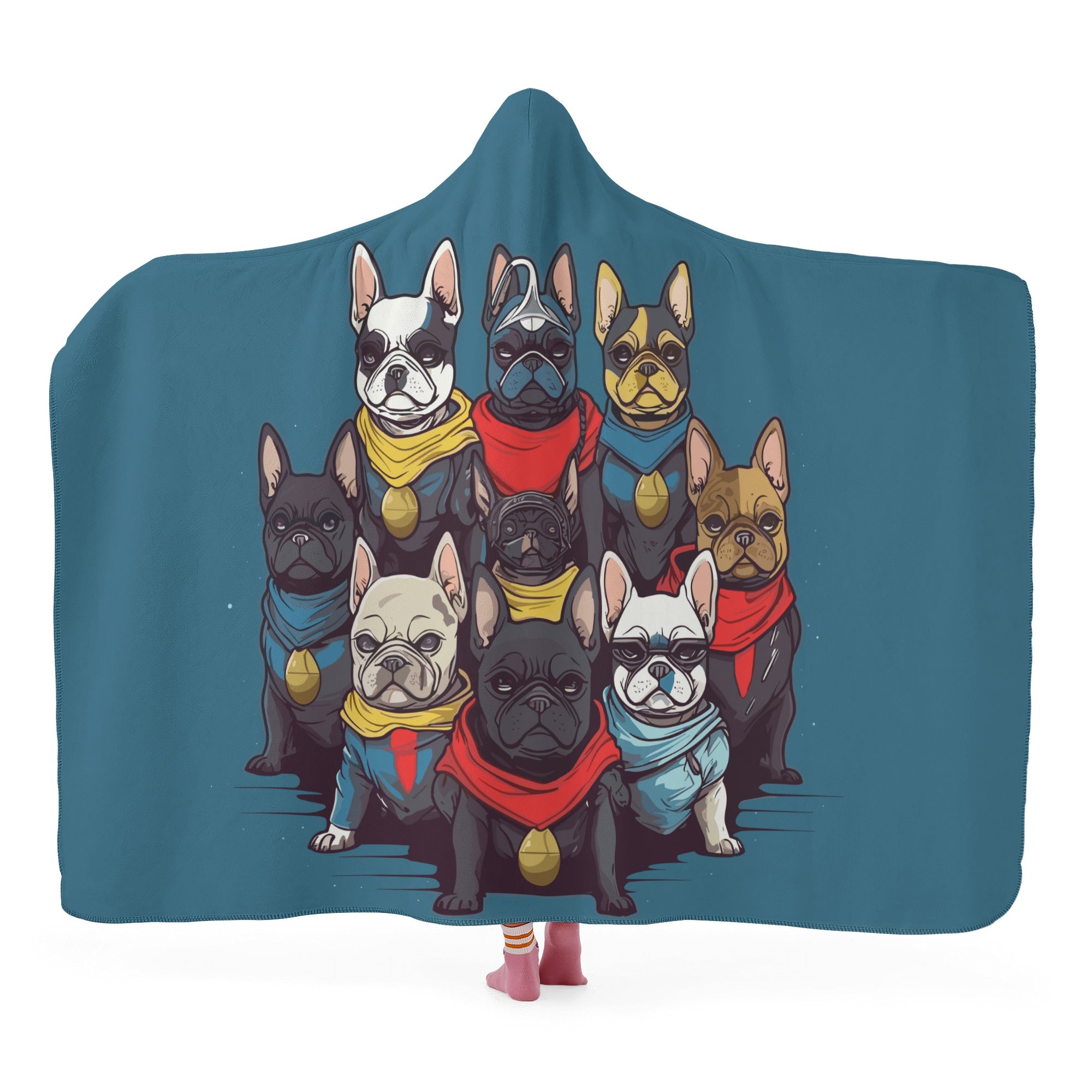 Super Hooded Fleece Throw Blanket for Frenchie Enthusiasts-fadou
