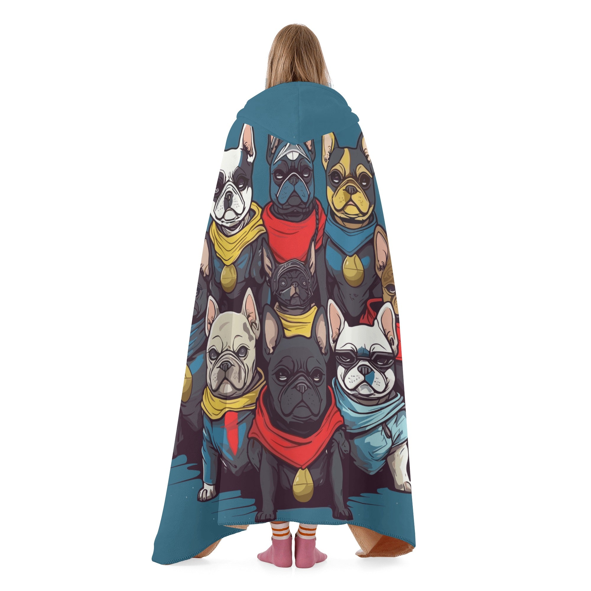 Super Hooded Fleece Throw Blanket for Frenchie Enthusiasts-fadou