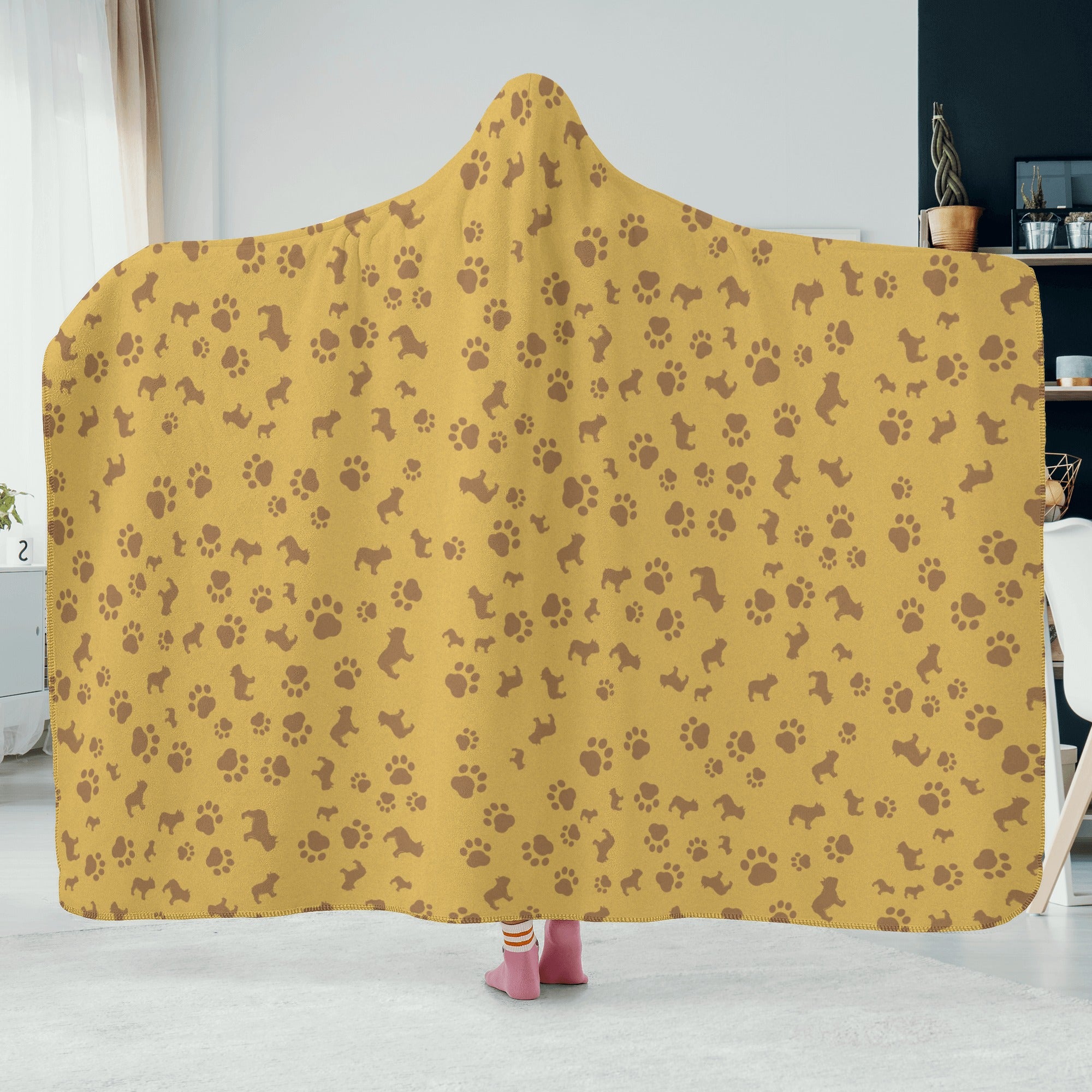 French Bulldog Hooded Fleece Throw Blanket for Dog Park Days-fadou