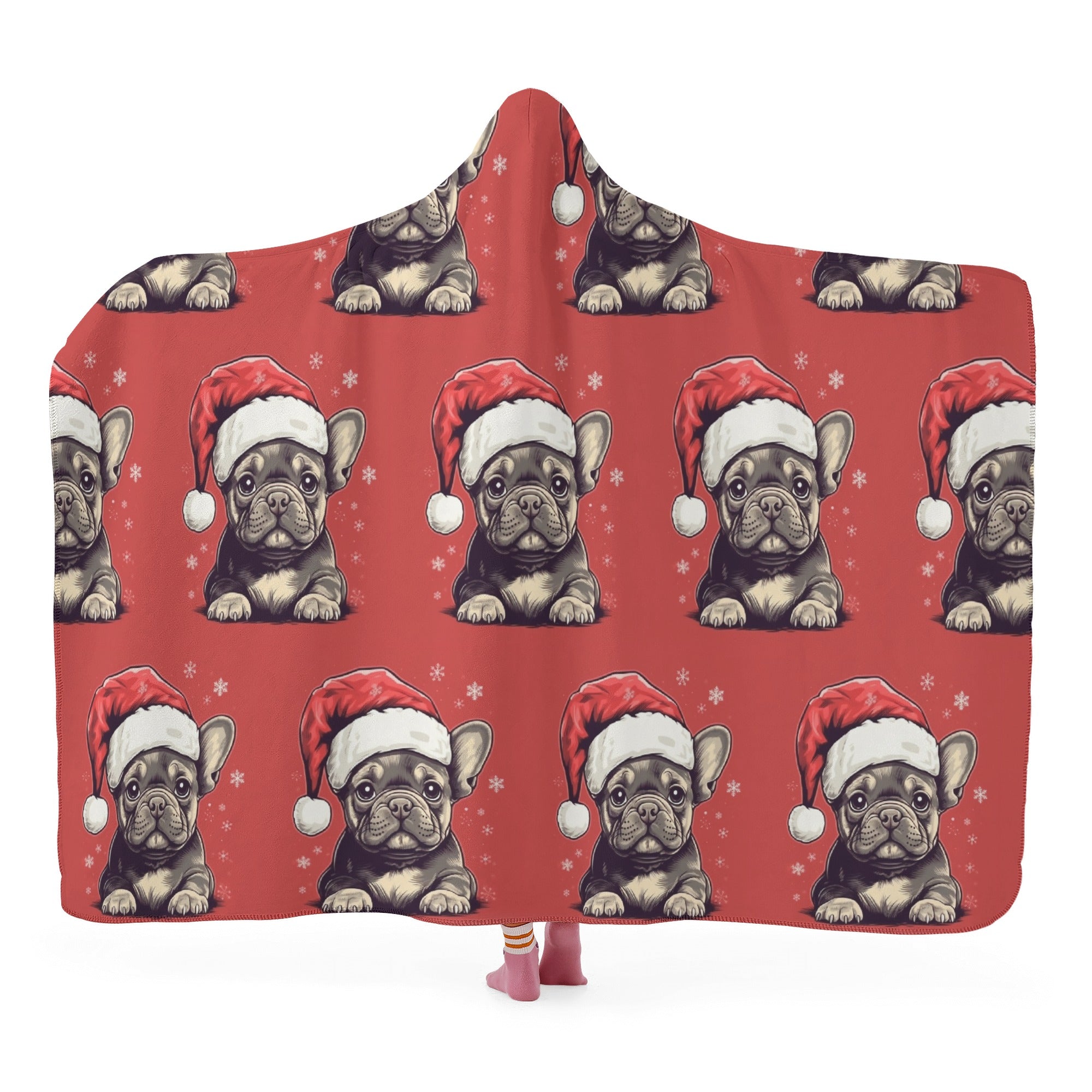 Santa French Bulldog Cozy Plush Blanket for Dog Moms & Dads-fadou