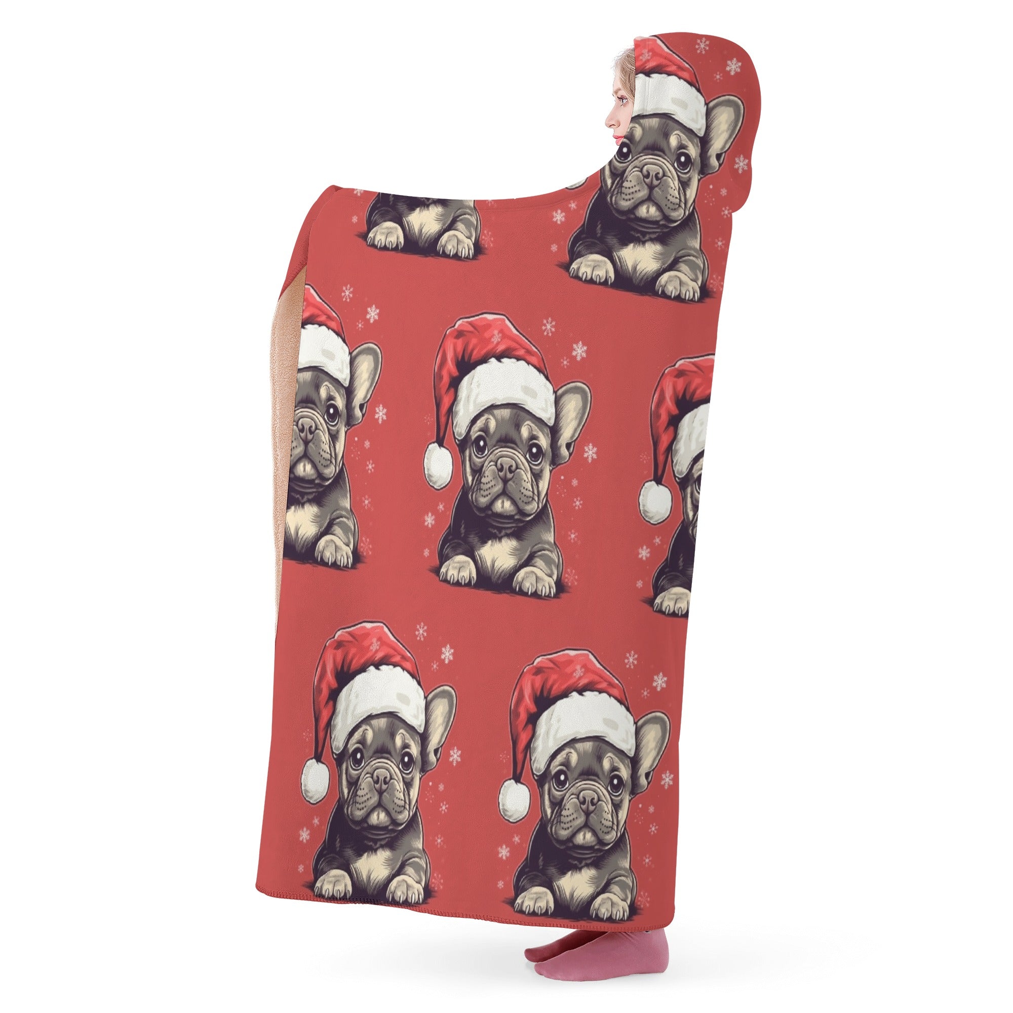 Santa French Bulldog Cozy Plush Blanket for Dog Moms & Dads-fadou