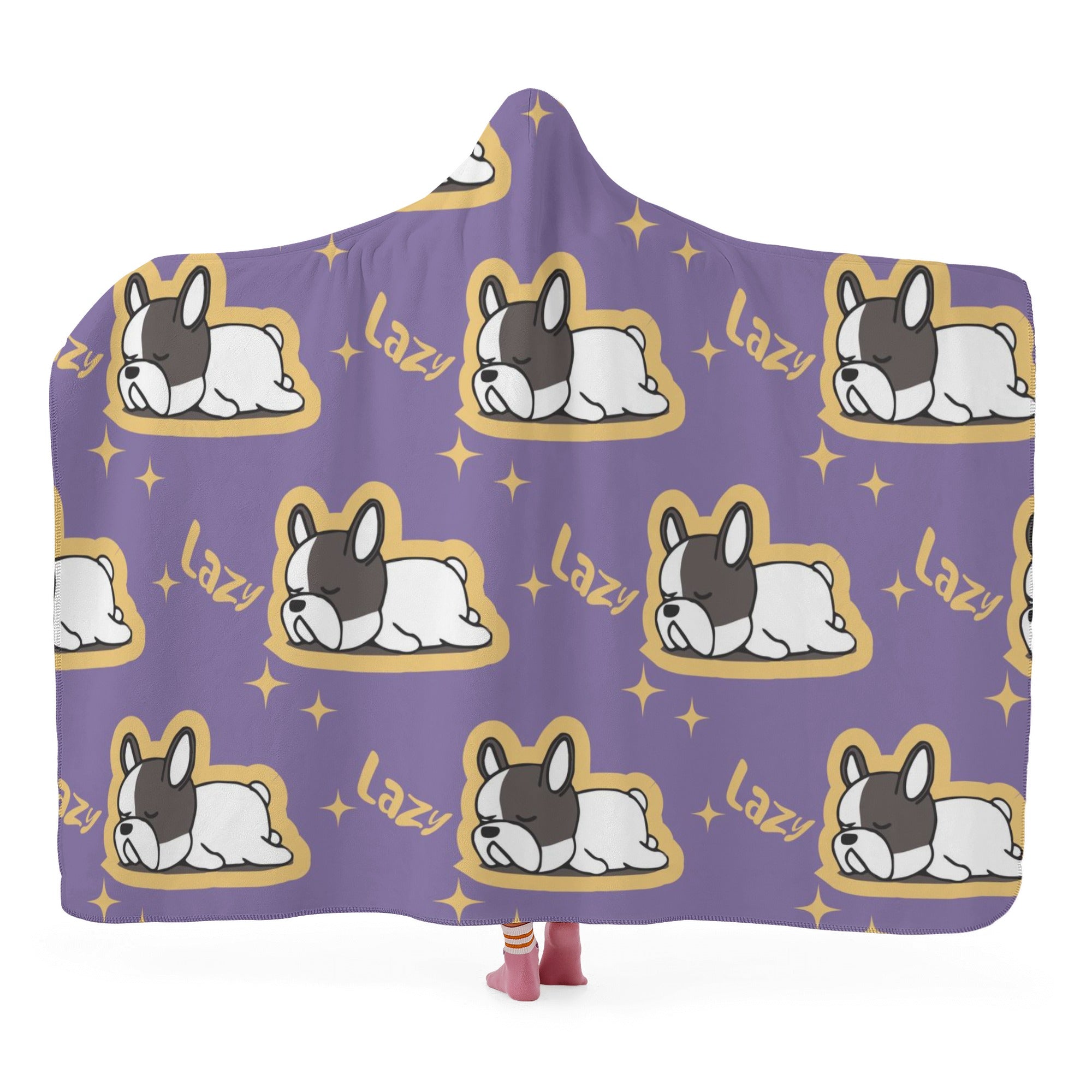 Winston Hooded Fleece Throw Blanket for Frenchie Enthusiasts-fadou