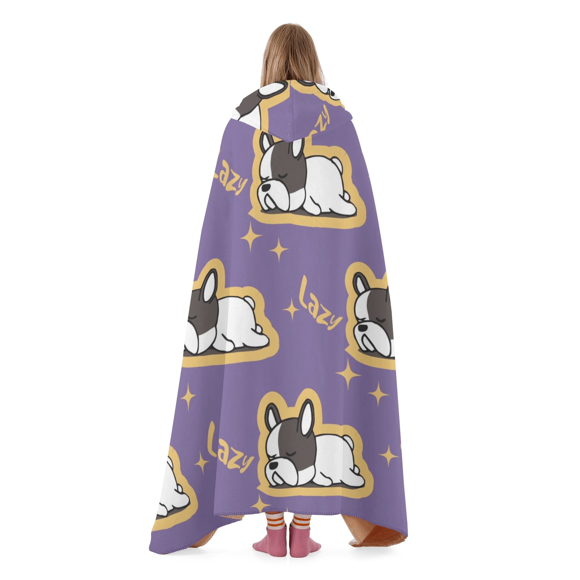 Winston Hooded Fleece Throw Blanket for Frenchie Enthusiasts-fadou
