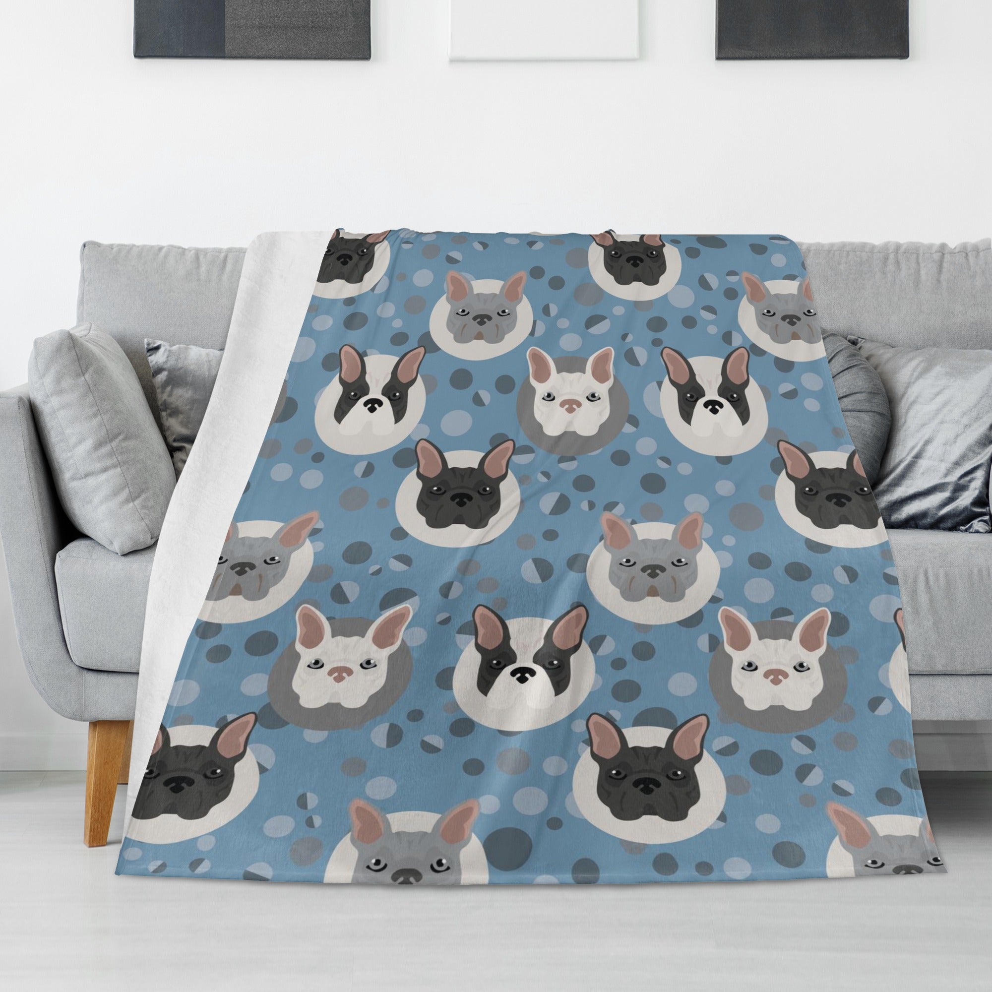 Bella French Bulldog Cozy Plush Blanket for Bulldog Owners-fadou