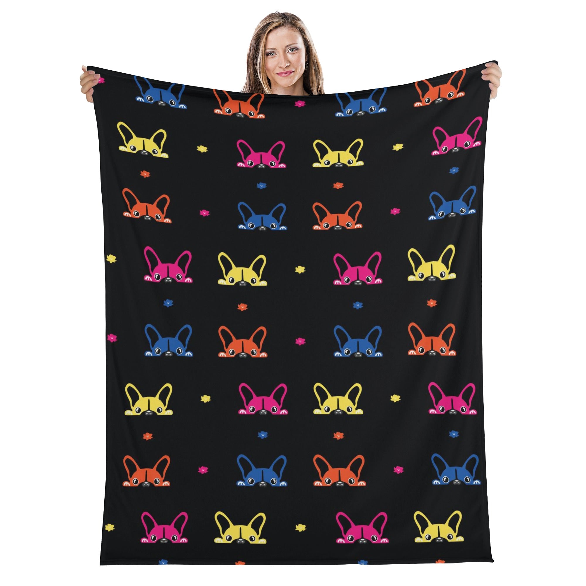 Winston French Bulldog Cozy Plush Blanket for Dog Park Days-fadou