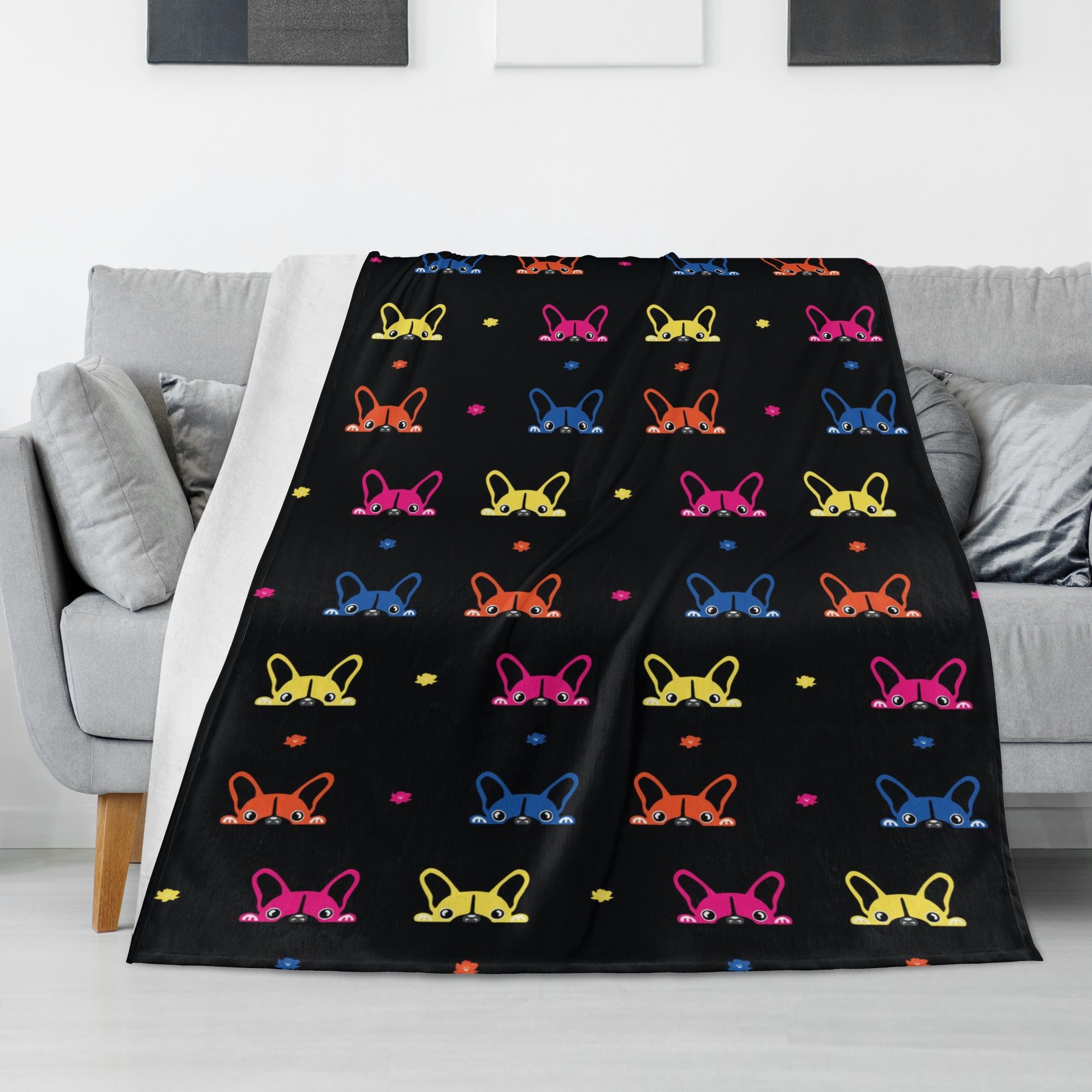 Winston French Bulldog Cozy Plush Blanket for Dog Park Days-fadou