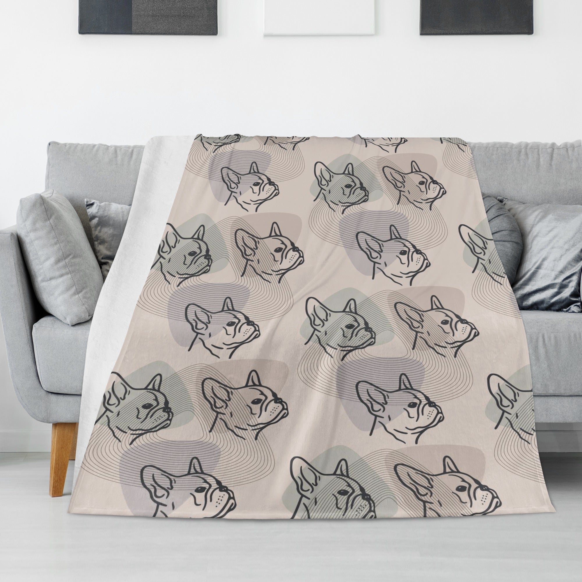Zoe French Bulldog Cozy Plush Blanket for Dog Park Days-fadou