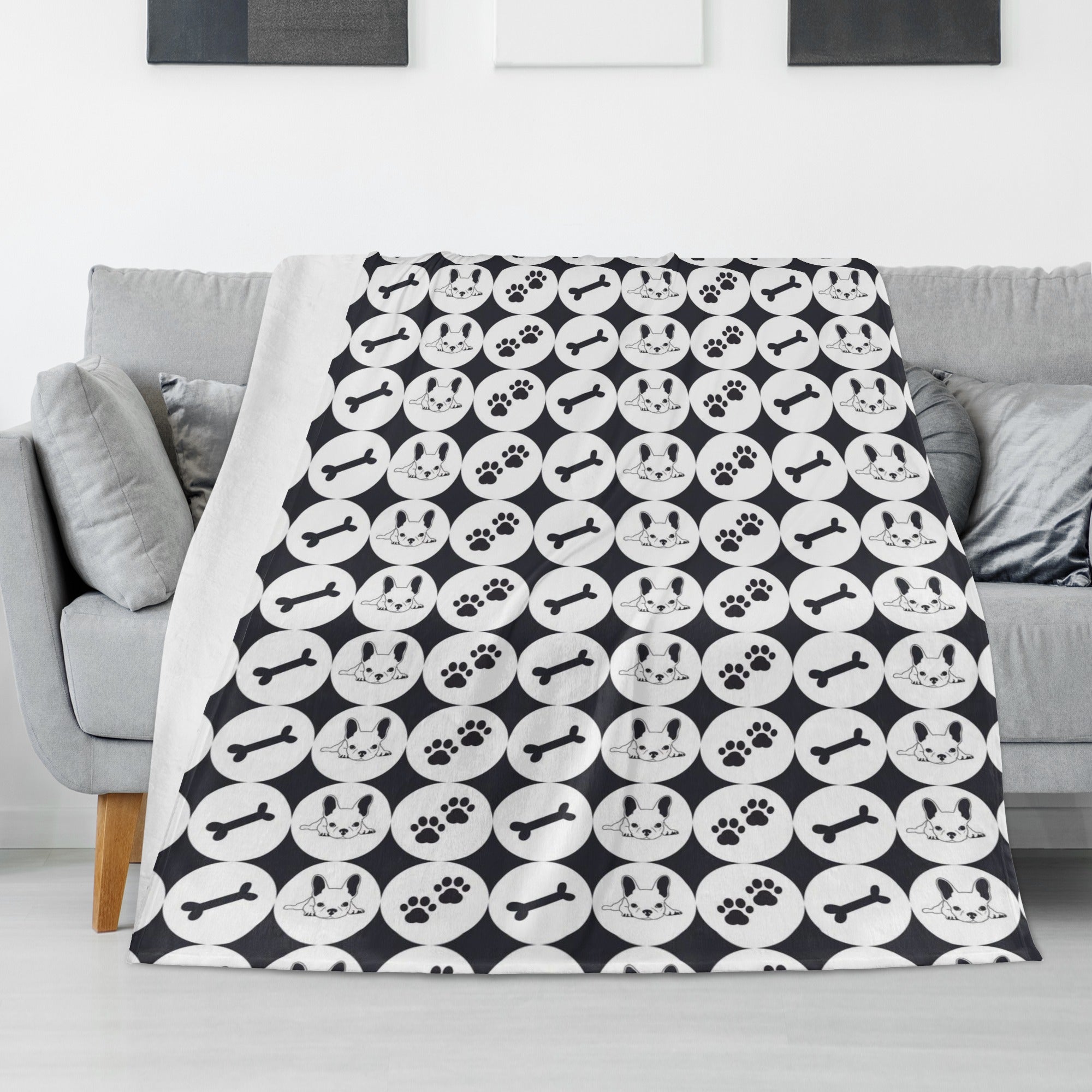 Daisy French Bulldog Fleece Throw Blanket for Everyday Wear-fadou