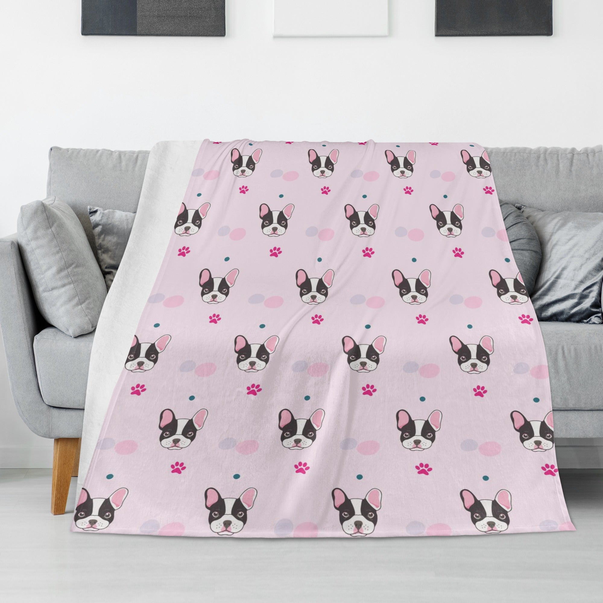 Prince French Bulldog Fleece Throw Blanket for Frenchie Fans-fadou