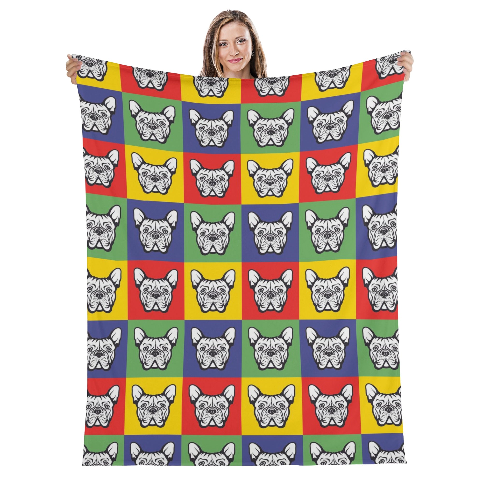 Hamilton French Bulldog Fleece Throw Blanket for Frenchie Enthusiasts-fadou