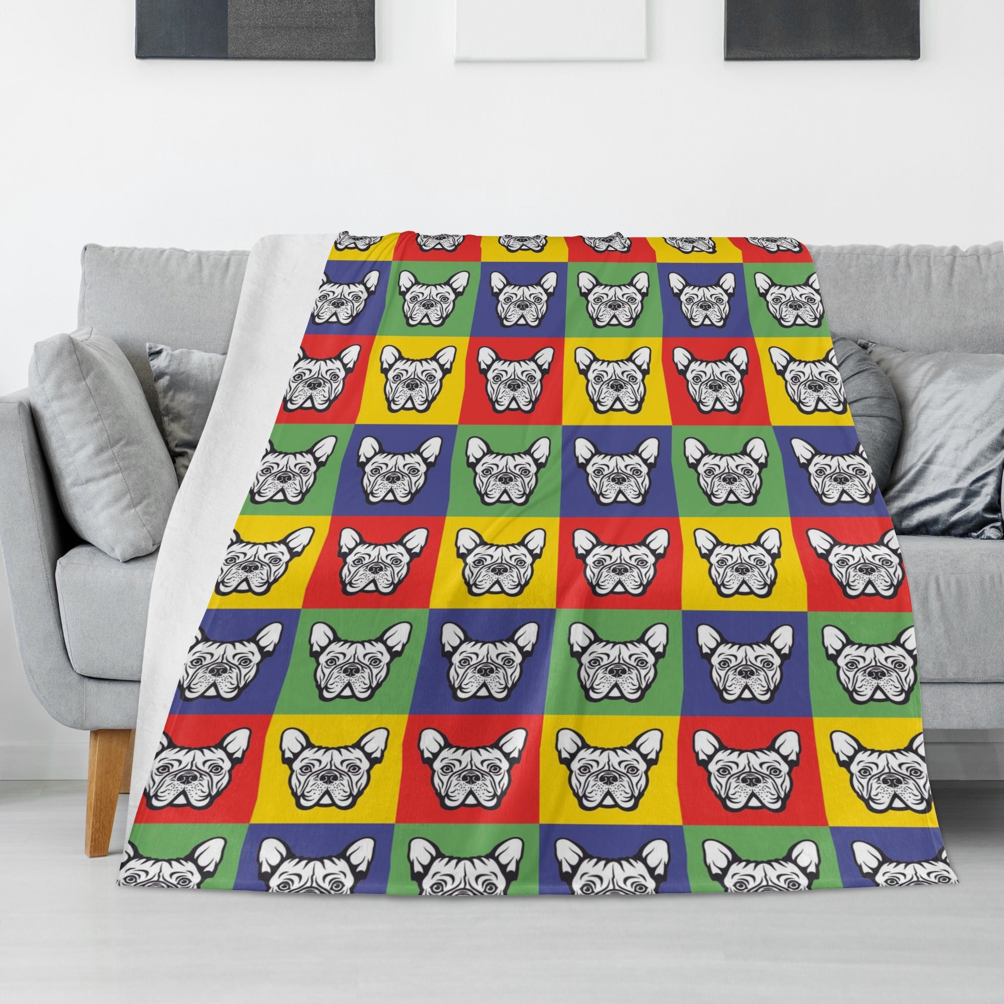 Hamilton French Bulldog Fleece Throw Blanket for Frenchie Enthusiasts-fadou