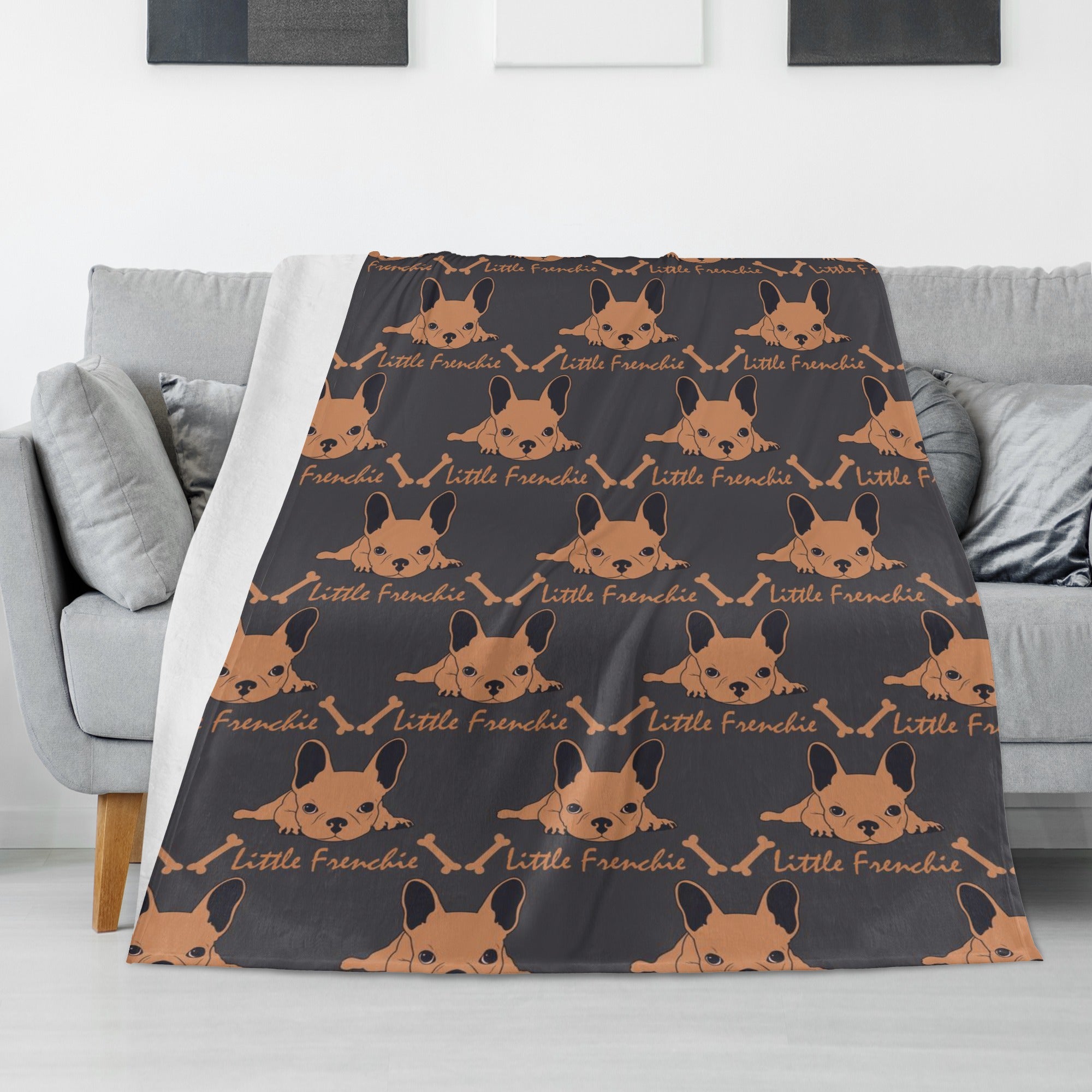 Bubba French Bulldog Fleece Throw Blanket for Bulldog Owners-fadou