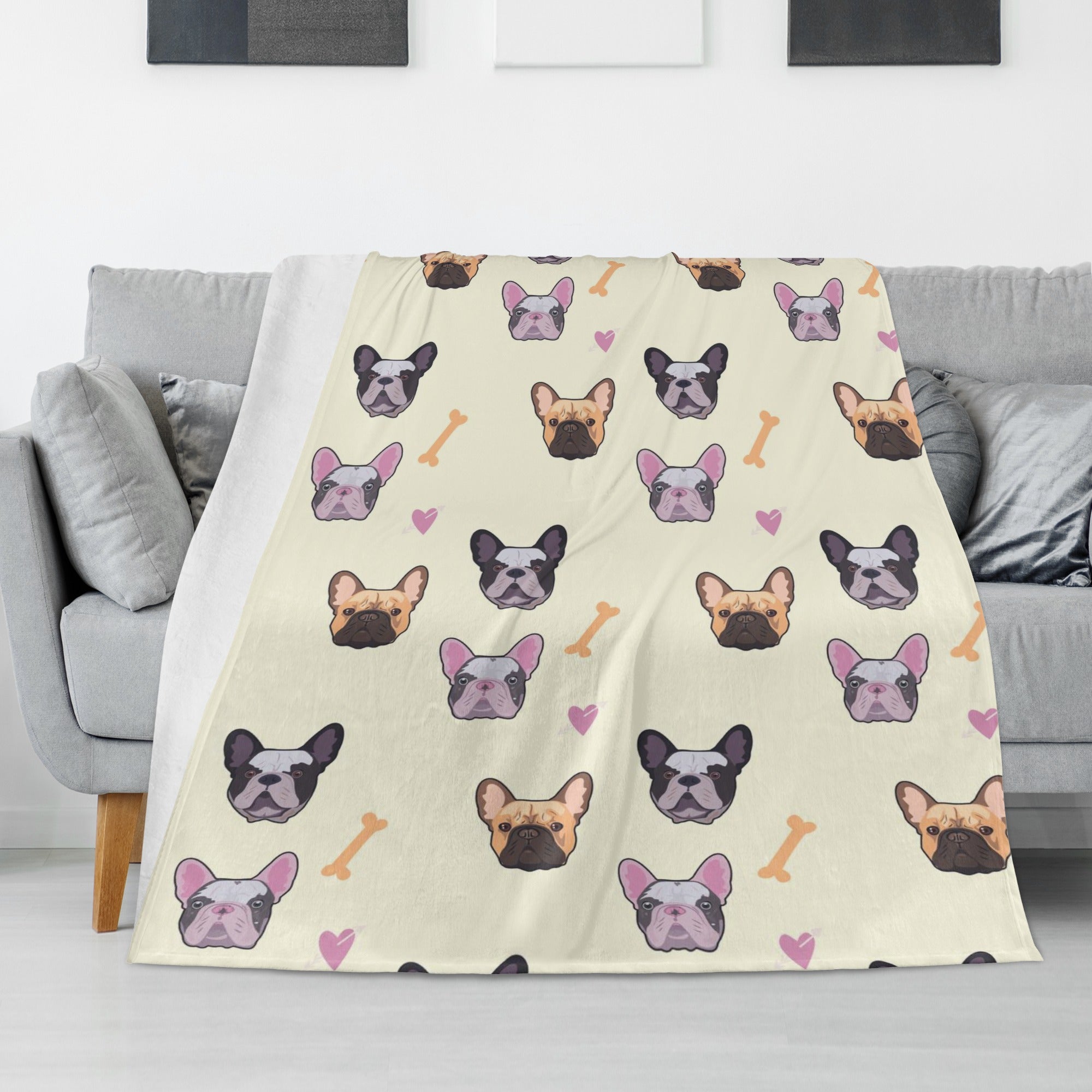 French Bulldog Cozy Plush Blanket for Frenchie Enthusiasts-fadou