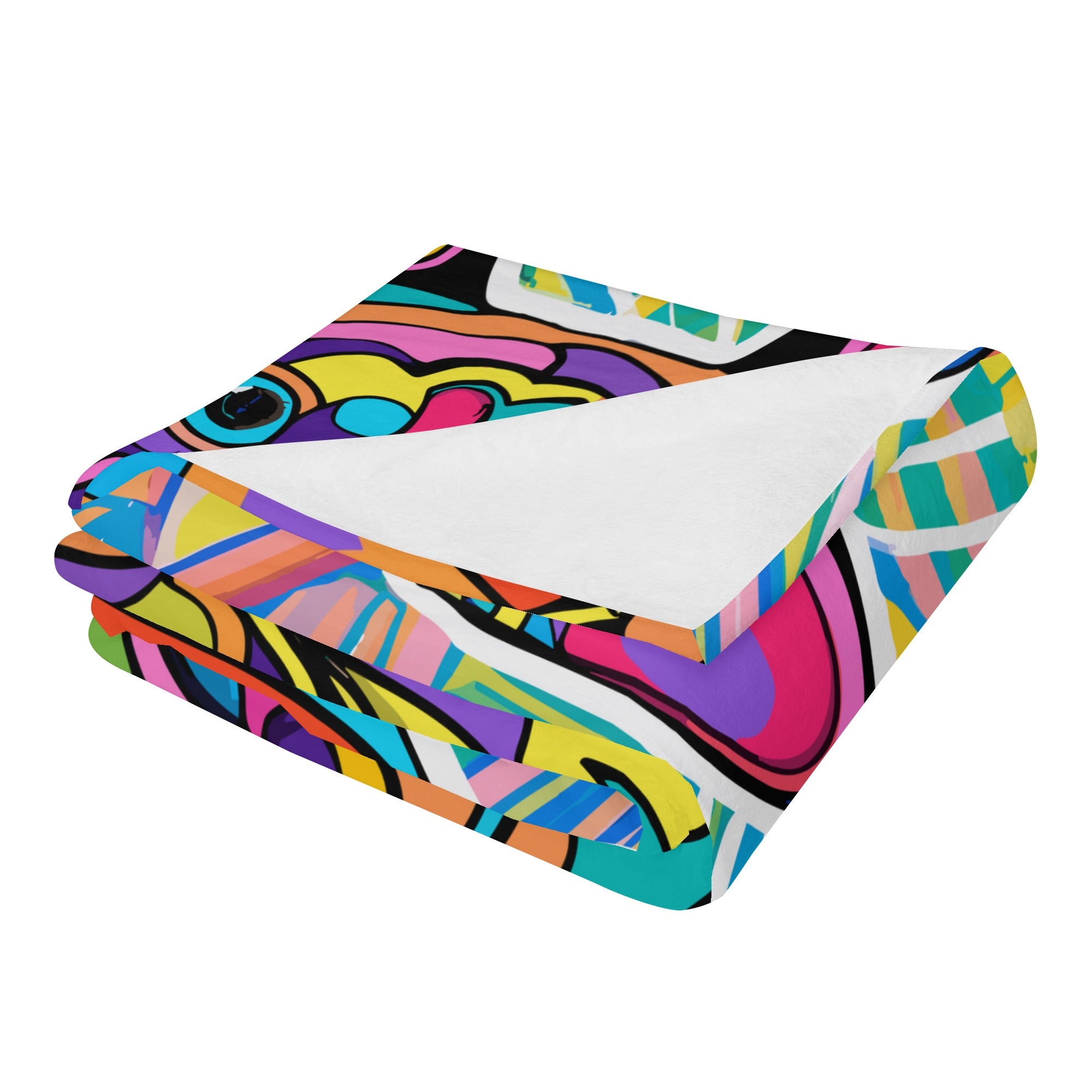 Graffiti Frenchie Cozy Plush Blanket for Bulldog Owners-fadou