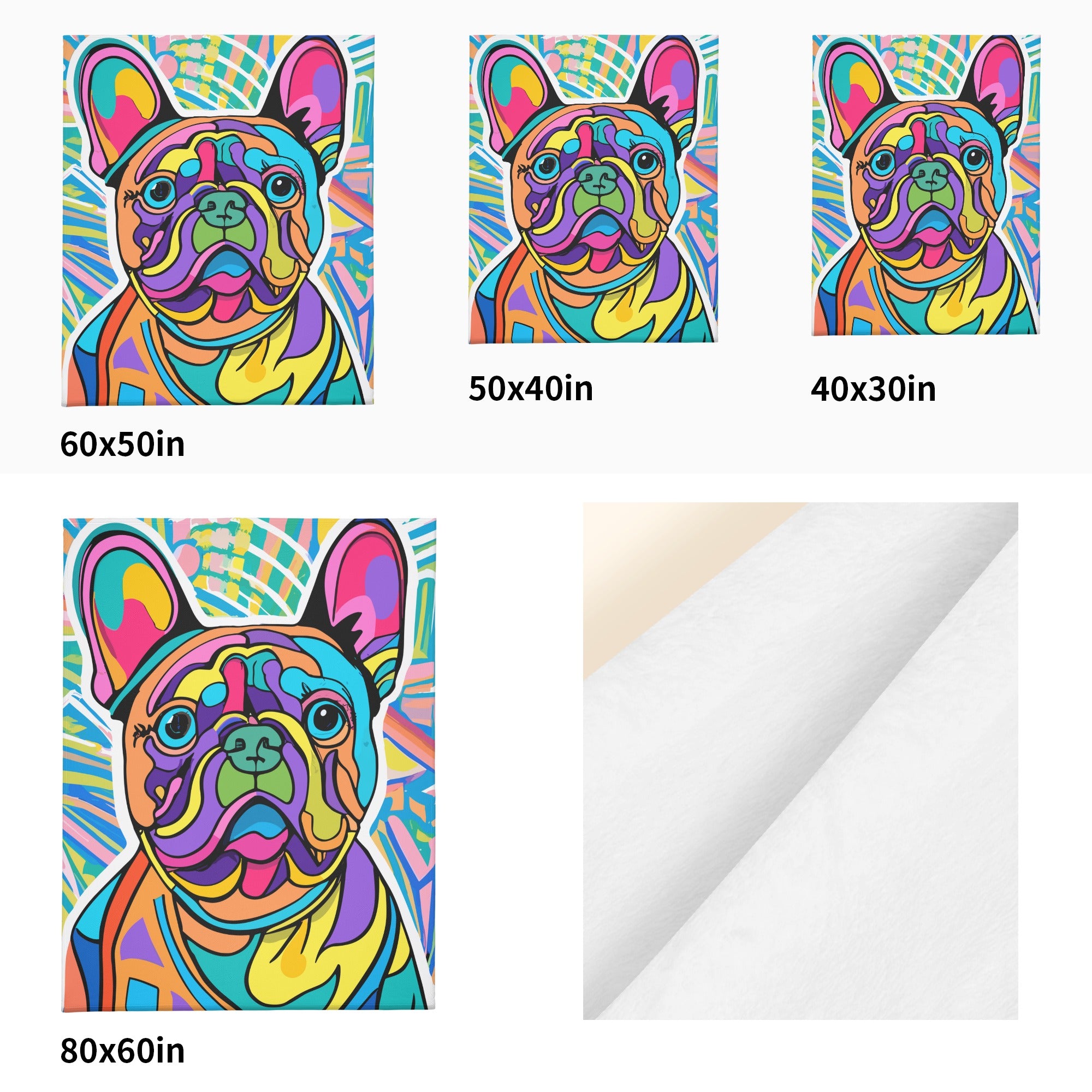 Graffiti Frenchie Cozy Plush Blanket for Bulldog Owners-fadou